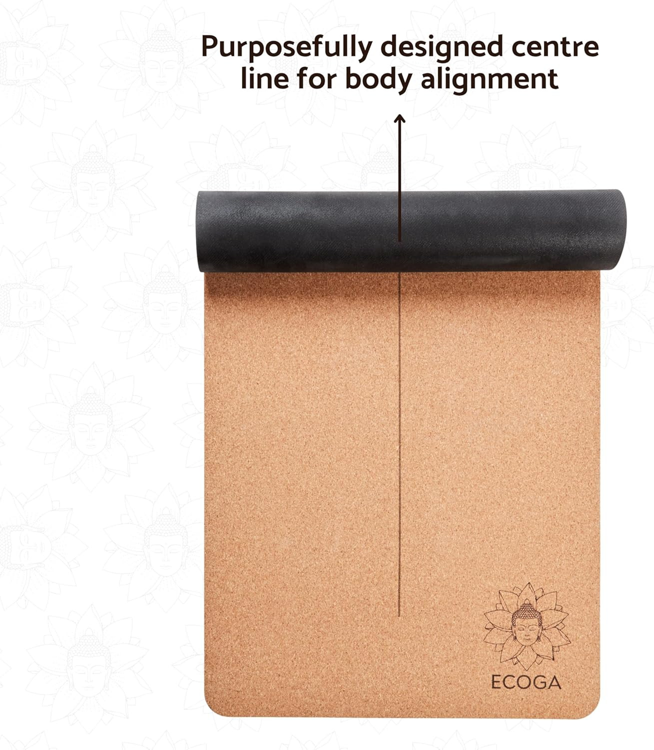 Premium Cork Yoga Mat With Alignment Marks – 5mm Thick Non Slip Hot Yoga Mat – E