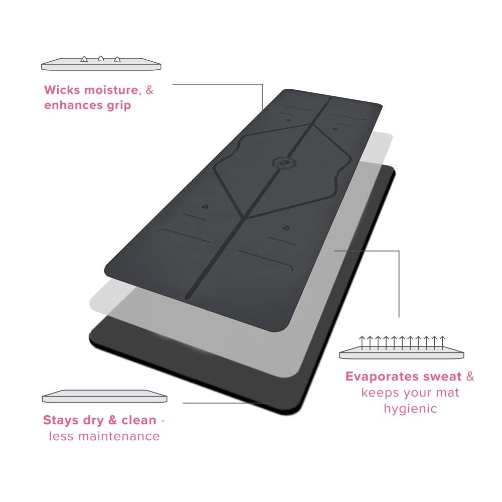 Travel Yoga mat – Free Bag, Patented 71&Prime; long x 26&Prime; wide, Gray