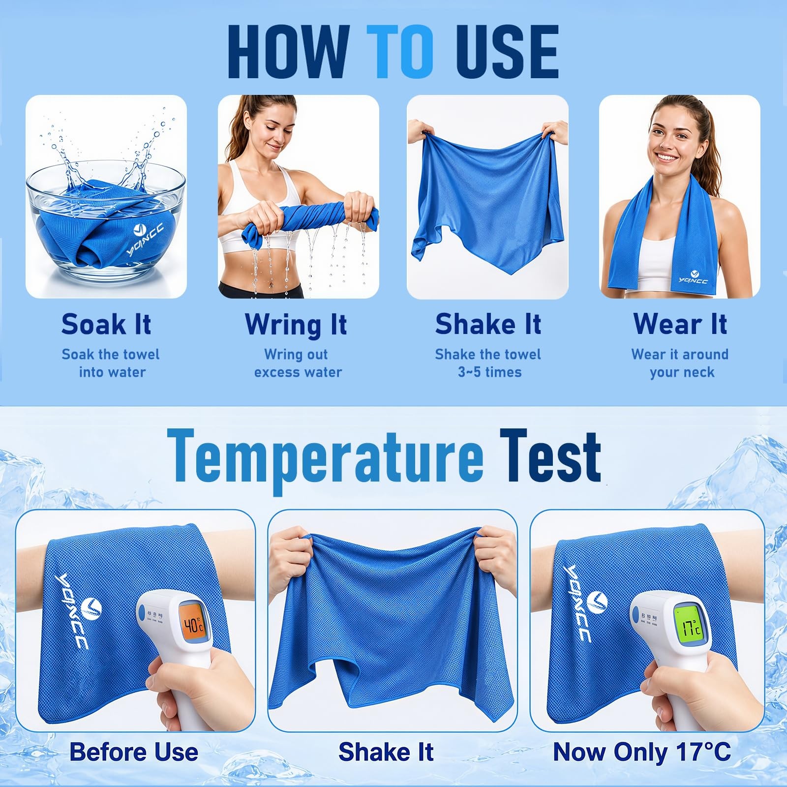 Yqxcc Cooling Towels 4 Pack 47X12 Ice Cool For Neck Microfiber Soft Breathable