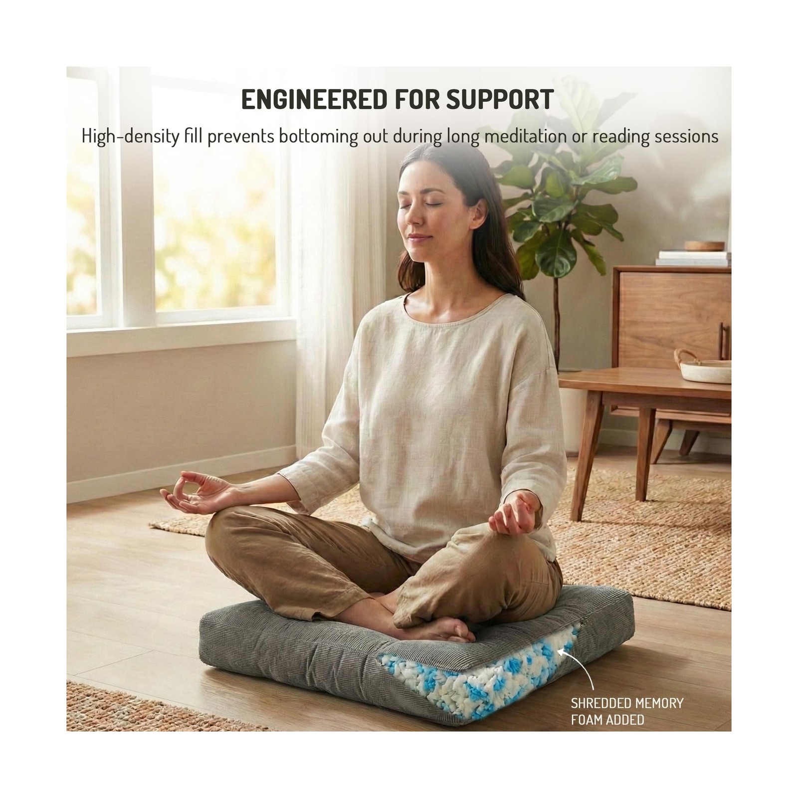 Degrees of Comfort Meditation Floor Pillow, Square Large Pillow… FAST USA SHIP