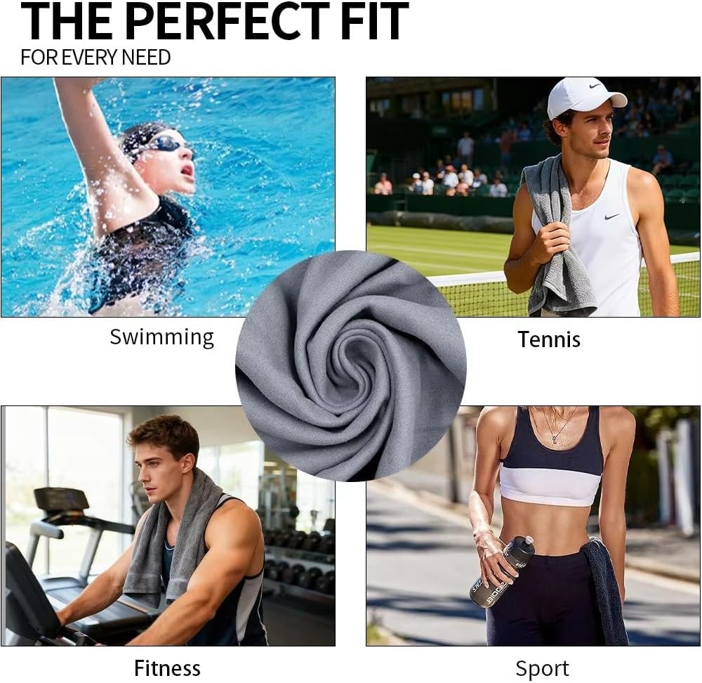 Quick D. Microfiber Gym Towels 16×27 Inch – 5 Pack, Quick Dry, Soft &
