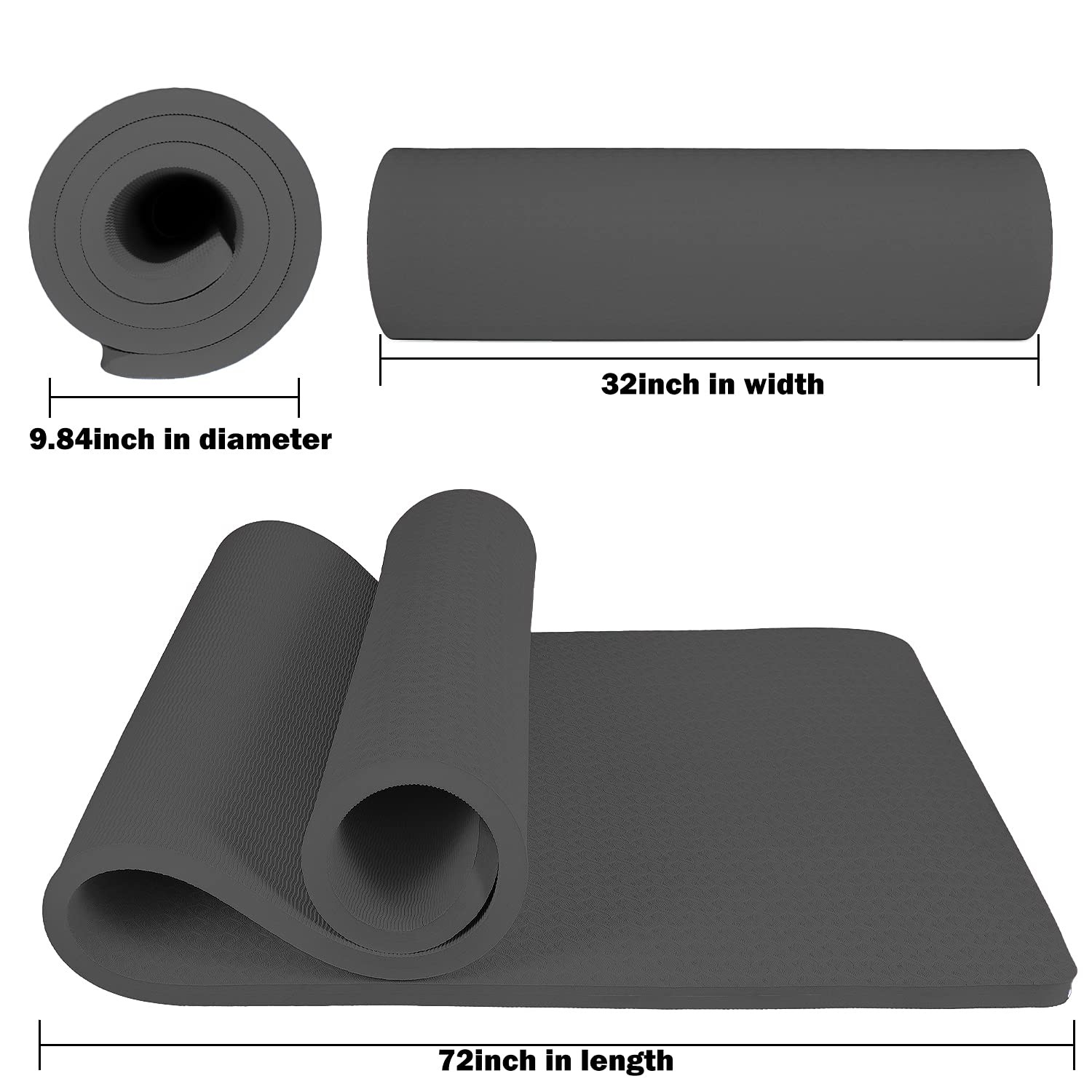 4/5 inch TPE Yoga Mat Fitness & Exercise Mats Large Size 72&Prime;L x 32&Prime;W Non-Slip…