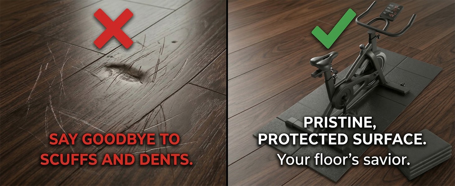Foldable Walking Pad Mat, High-Density PVC Treadmill Mat for Hardwood Floors &