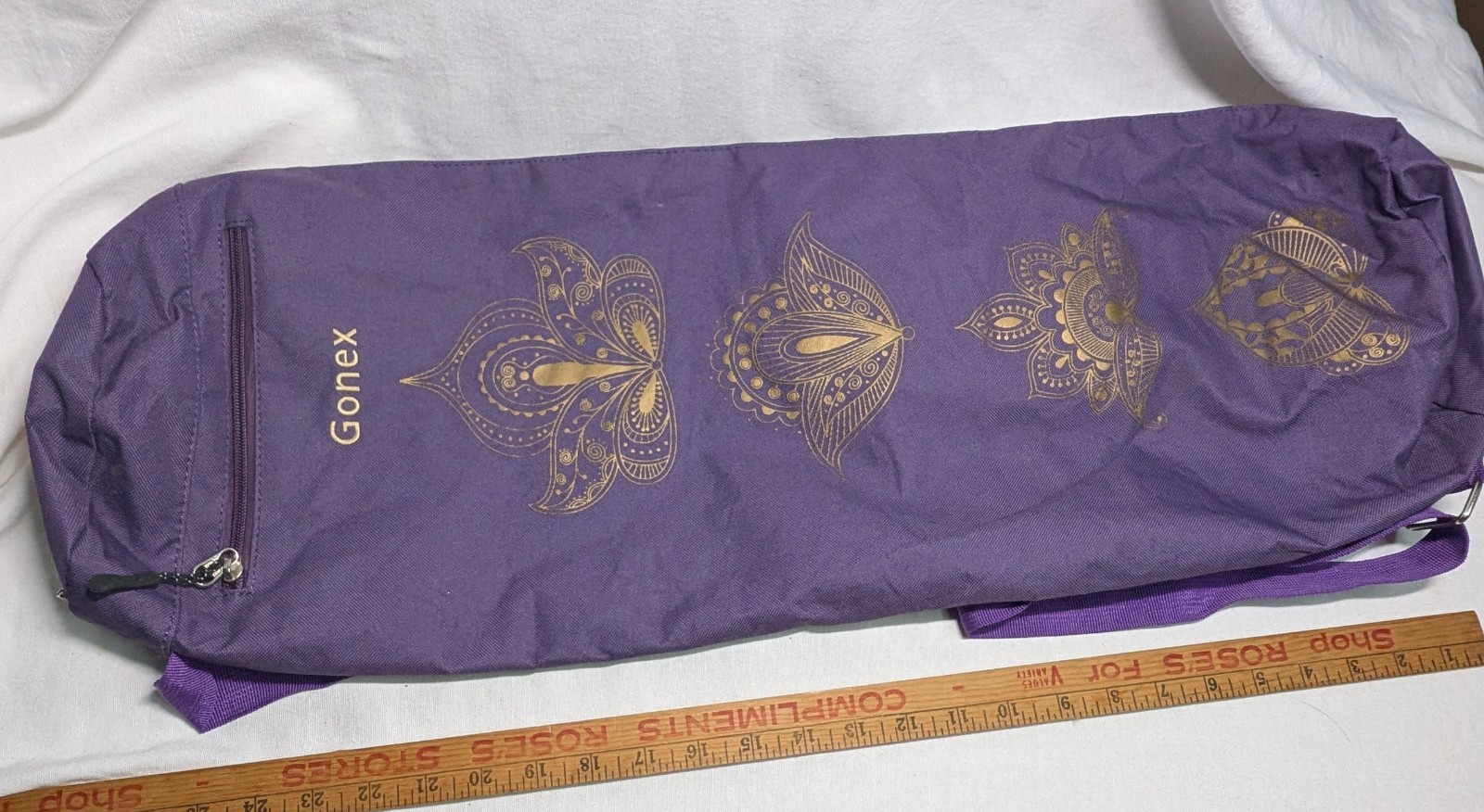 Yoga Mat Carry Bag Full Zip Henna Designs Duffle Bag Purple Gold