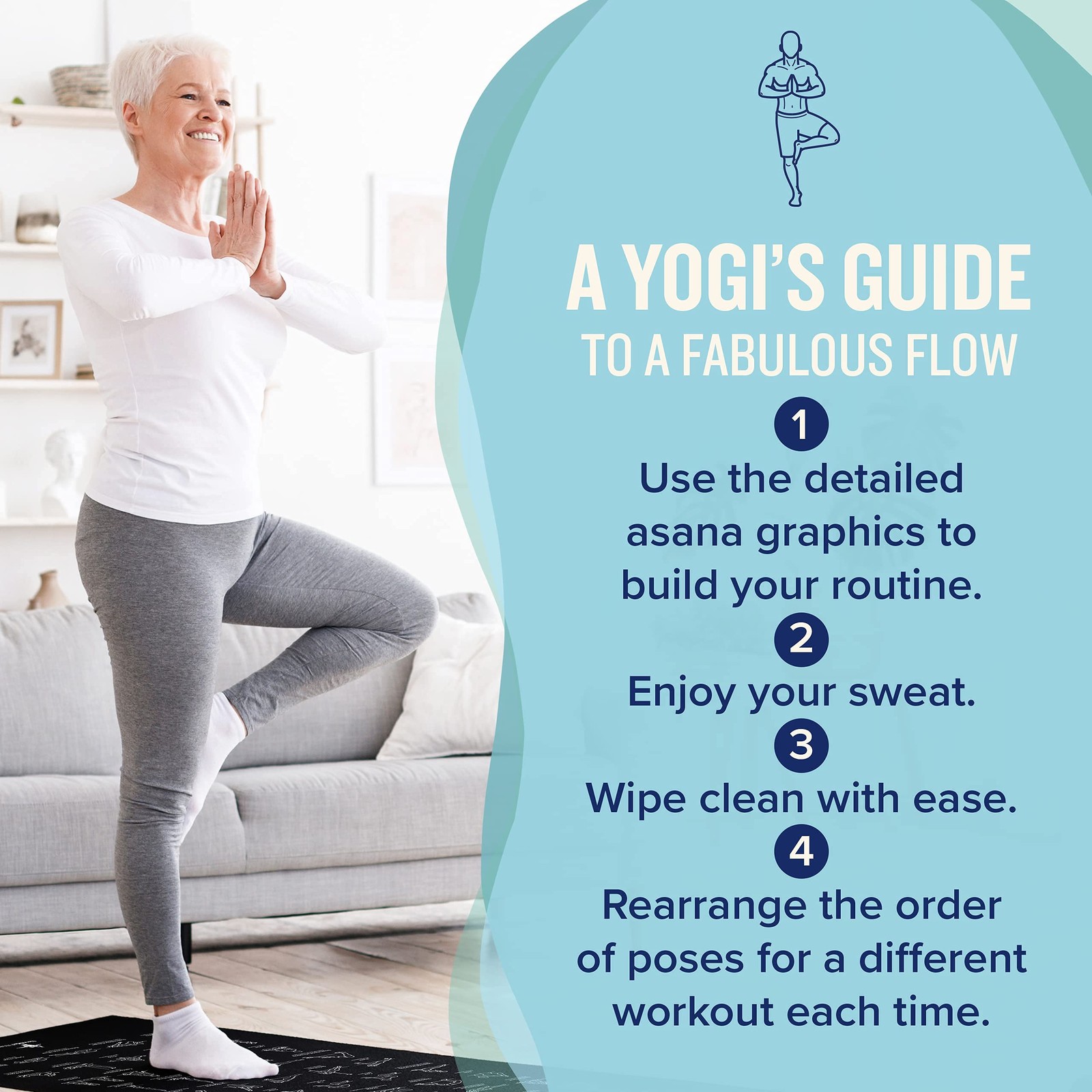 Yoga Mat for Women and Men – Large, 5mm Thick, 68 Inch Long, Non Slip Exercis…