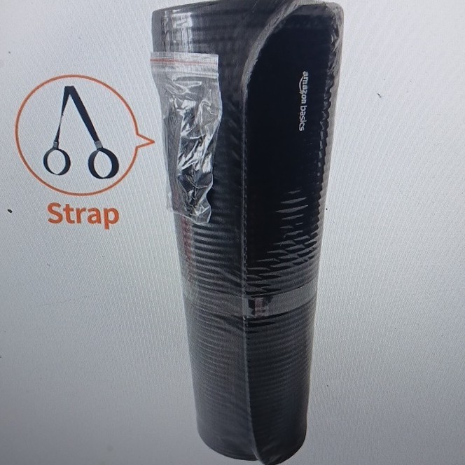 Amazon Basics Non-Slip Black Foam Yoga Mat with Strap Included