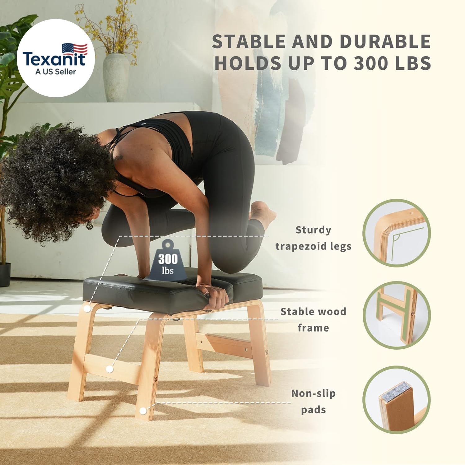 Yoga Inversion Bench- Headstand Bench for Home & Gym, Relieve Stress, Strengthen