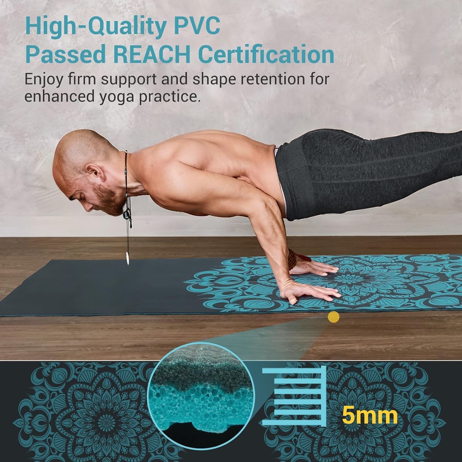 Avoalre Folding Yoga Mat, 72&Prime;x 32&Prime;x 0.24&Prime; Extra Wide Non-Slip Exercise Fitnes…