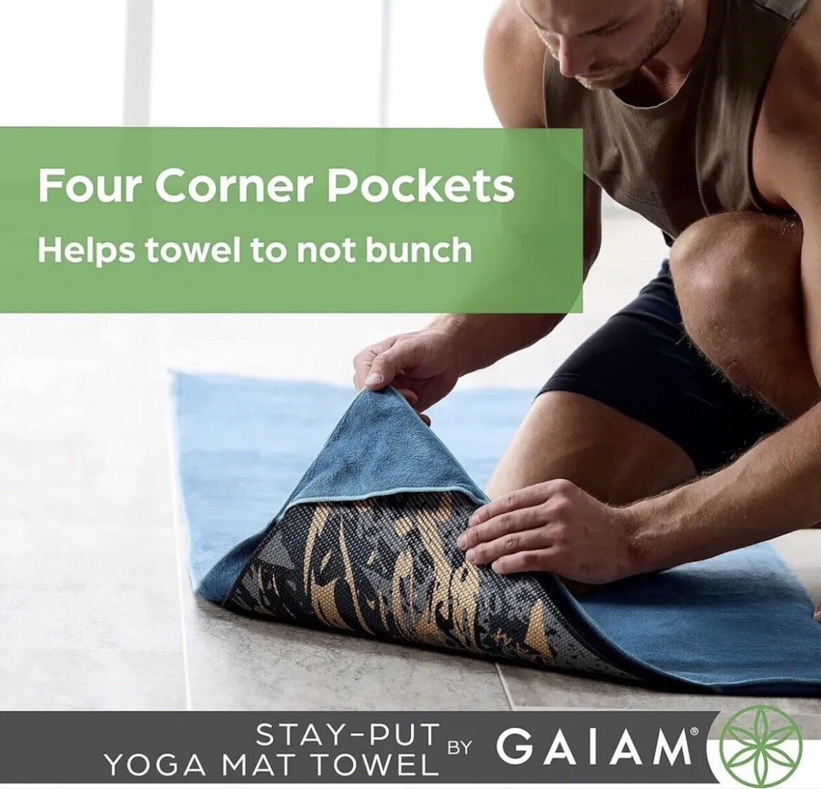 Gaiam Yoga Mat Towel Purple Full Size Microfiber Stay Dry Absorbent 26”x70” NEW