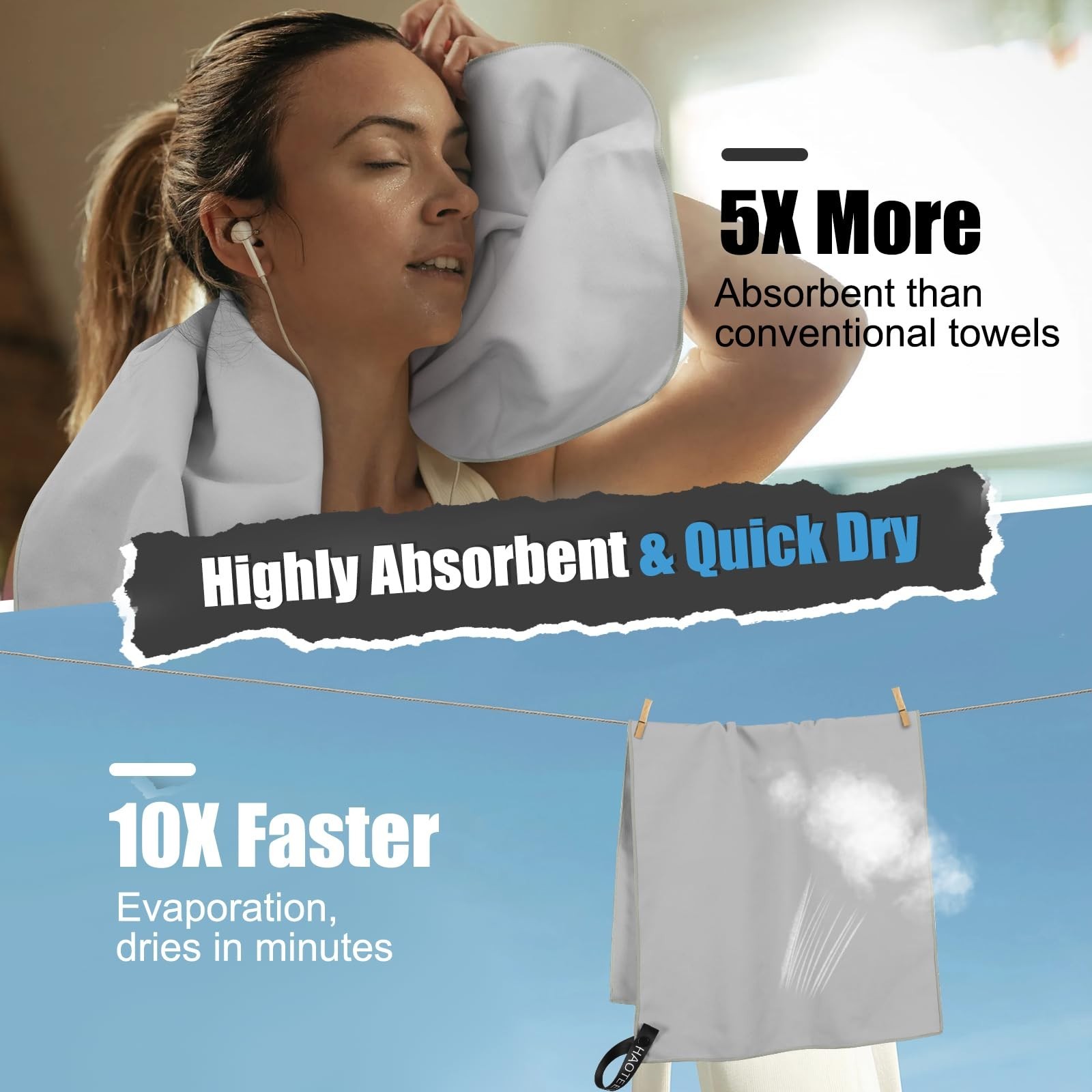 Quick Dry Travel Towel, 3 Sizes 1 Pack Camping Microfiber Towel, Lightweight …