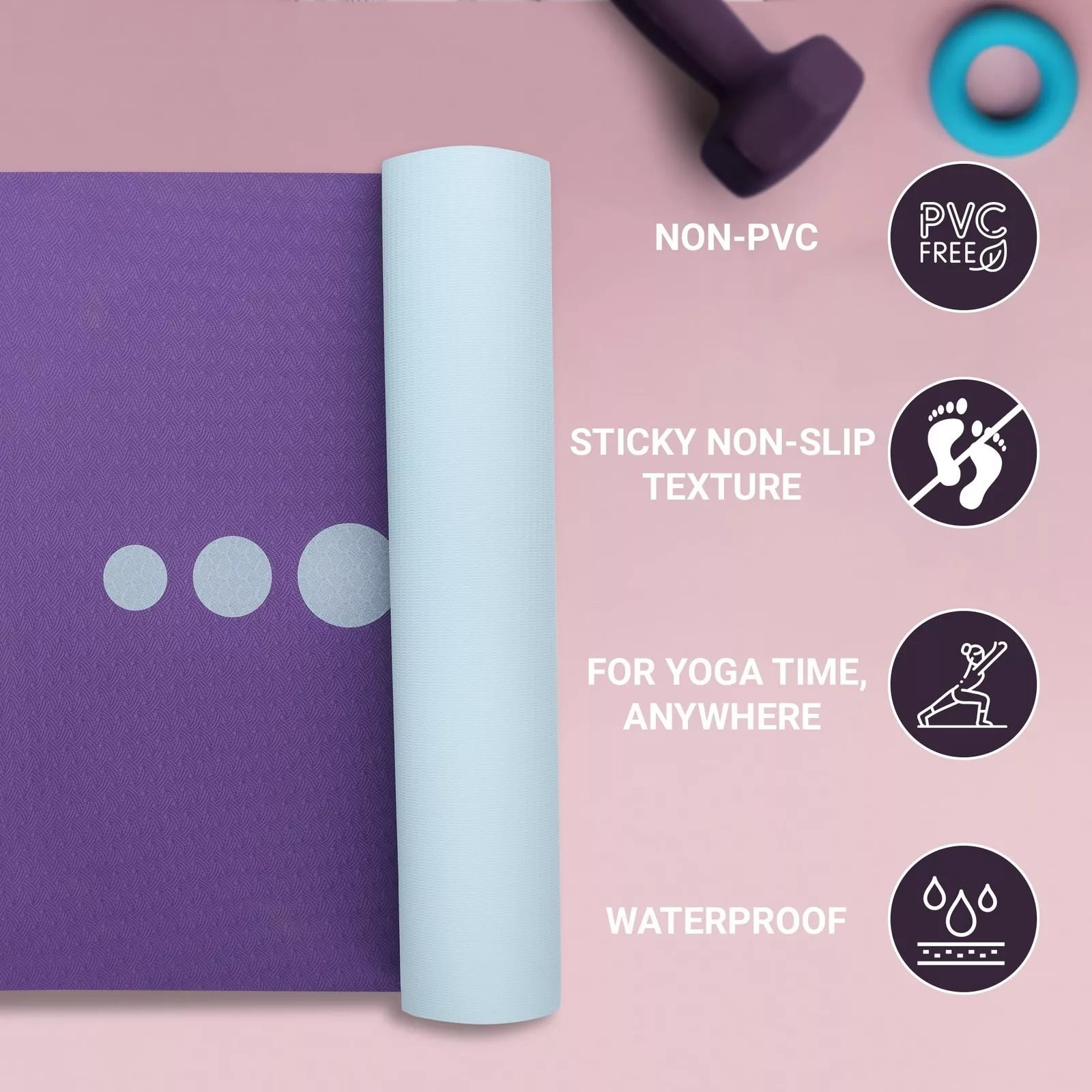 SINT Premium Print Reversible Non Slip Yoga Workouts Mat With Free Tote Bag
