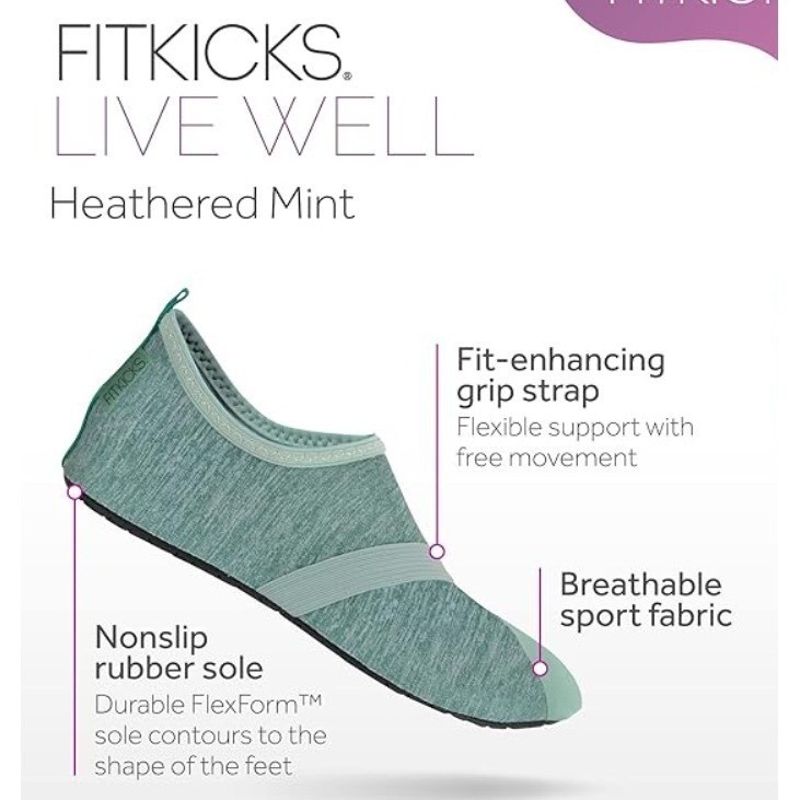 FITKICKS Yoga Fitness Pilates Indoor Outdoor Shoes Rubber Sole Women XL 10 11