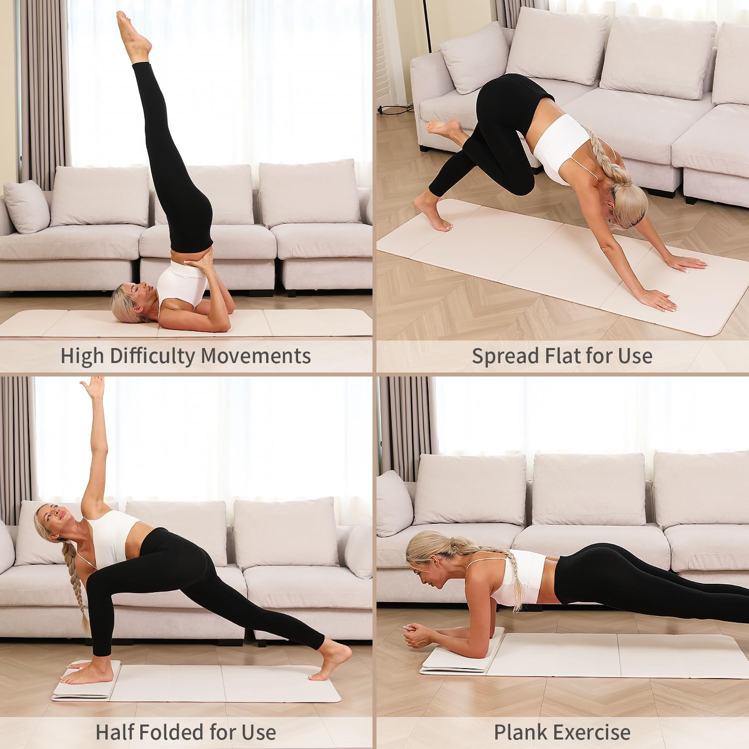 Foldable Yoga Mat – 10Mm Extra Thick, 75&Prime;26&Prime; Non-Slip Exercise Fitness Mat | SGS