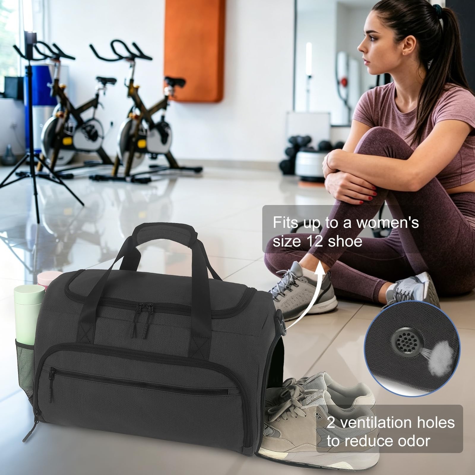 Gym Bag for Men Women, Sports Duffle Bag with Wet Pocket & Shoes Compartment,…