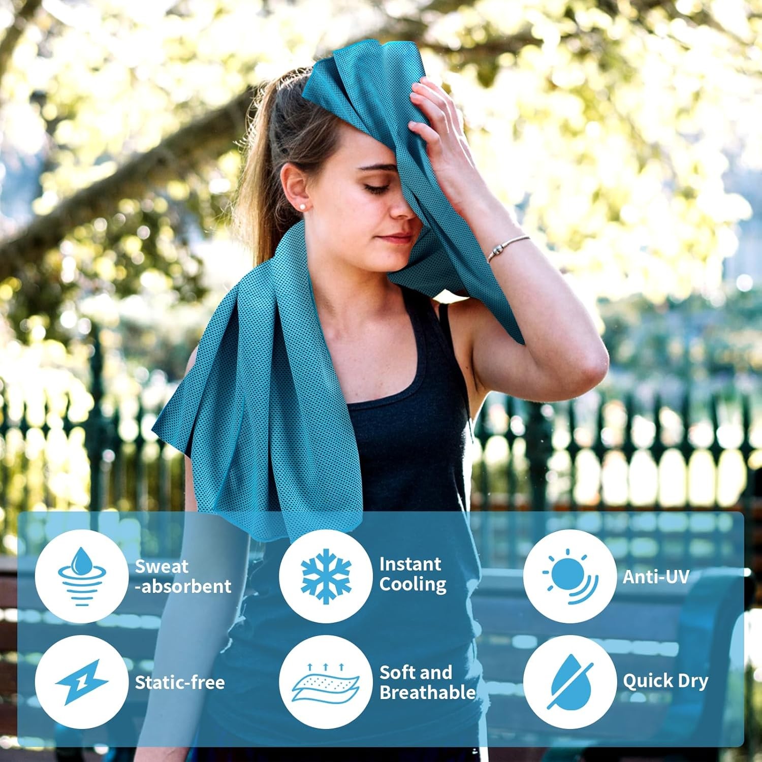 YESLIFE 4 Pack Cooling Towel 40&Prime;x12&Prime;, Gym Towels for Blue, Grey, Green, Pink