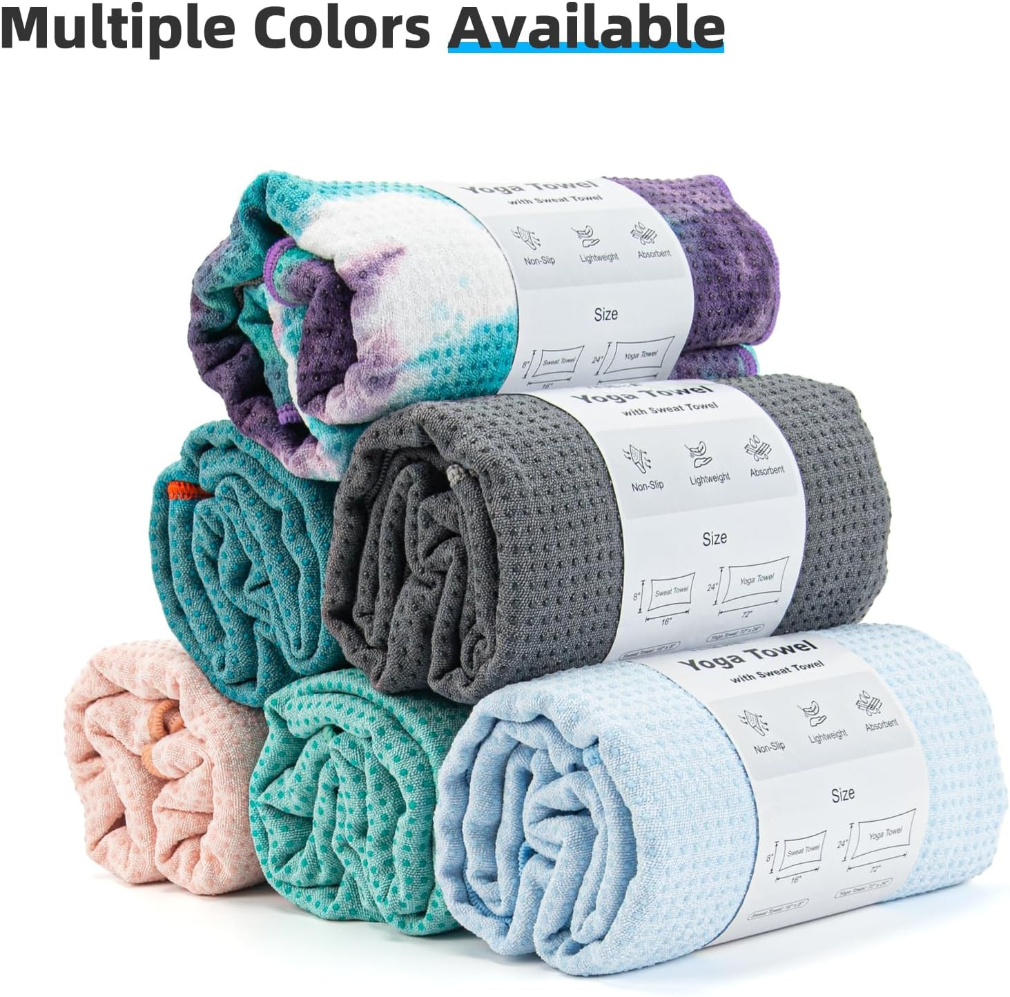 YESLIFE Non-Slip Extra Thick Hot Yoga Towel with One Sweat Towel, Microfiber Swe