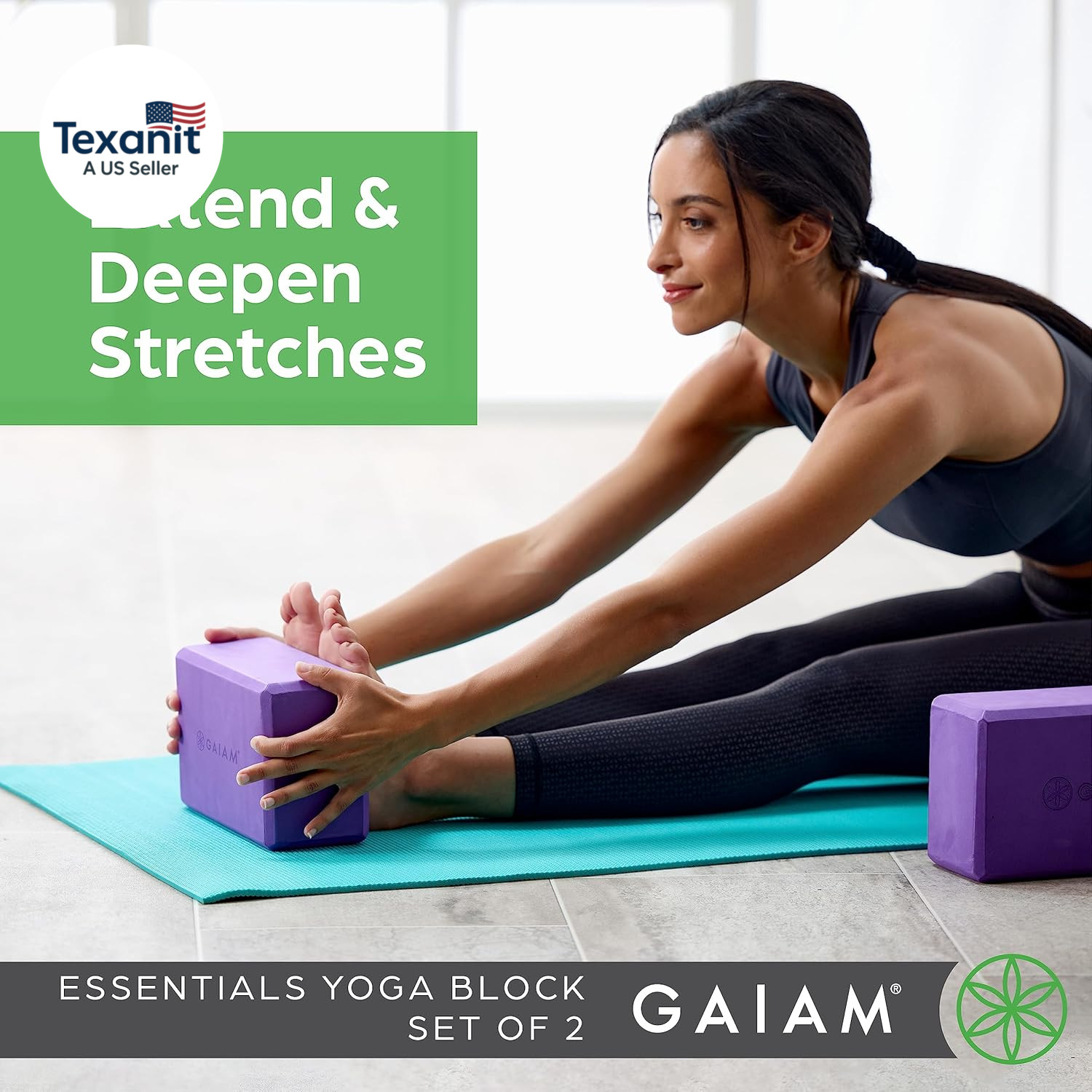 Yoga Block – Supportive Latex-Free Eva Foam – Soft Non-Slip Surface with Beveled