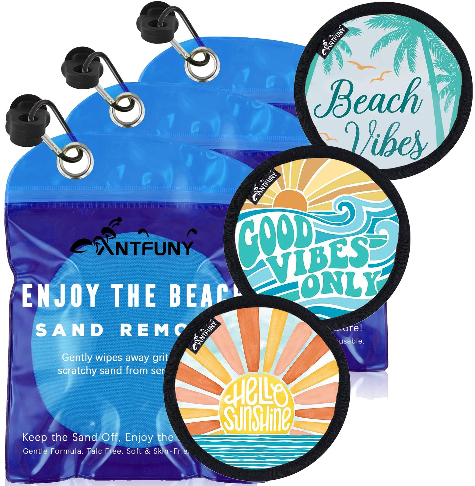 Antfuny 3 Pack Sand Rremover for Beach Eraser 3pcs Sunshine Good Wave