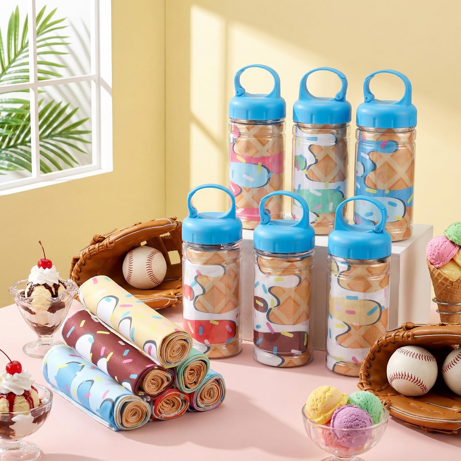 Hahafelt 12 Pack Ice Cream Drip Baseball Cooling Towels For Boys Ice Cream
