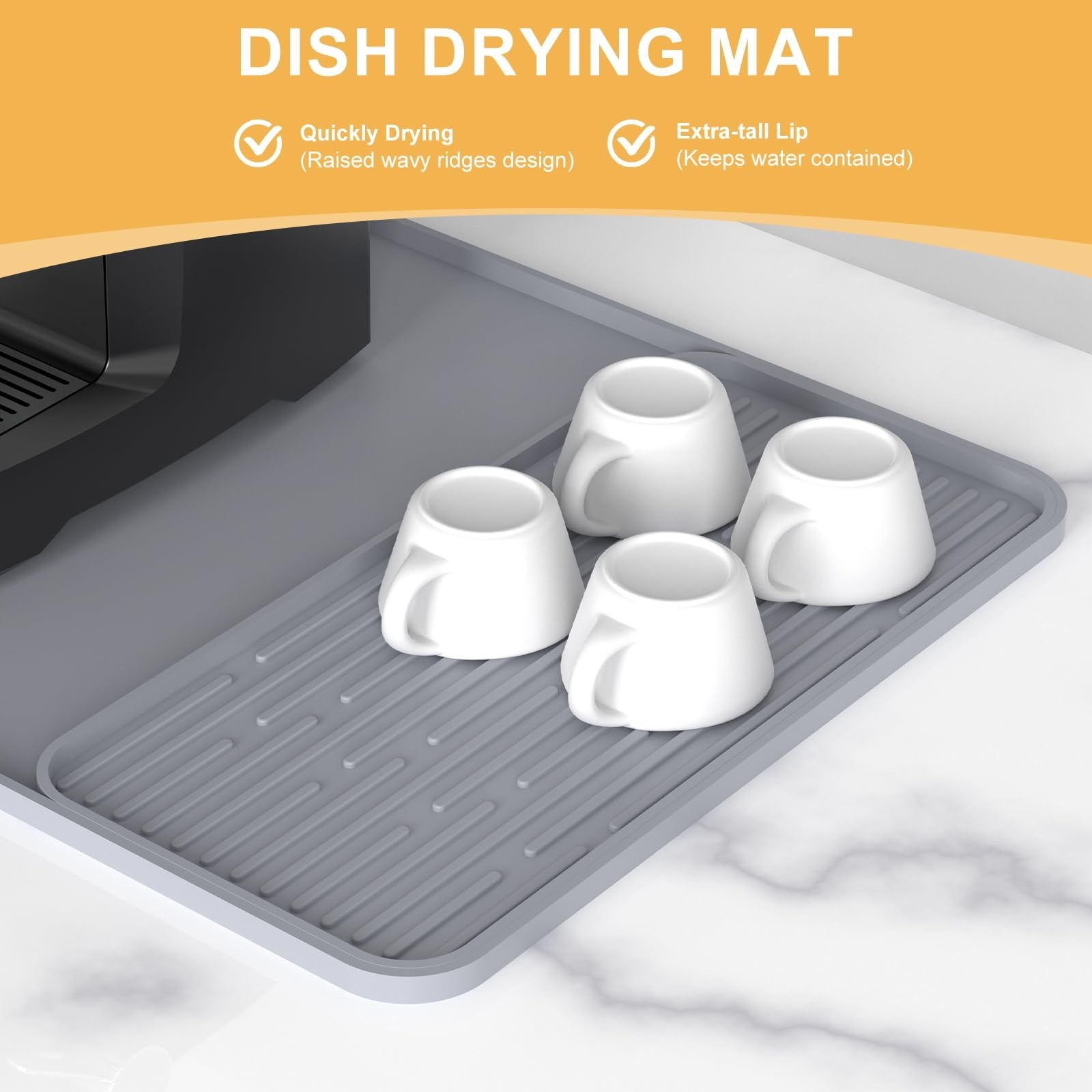 Coffee Mat, 2-in-1 Silicone Bar Mat with Detachable Dish Drying Pad, 24×16 In…
