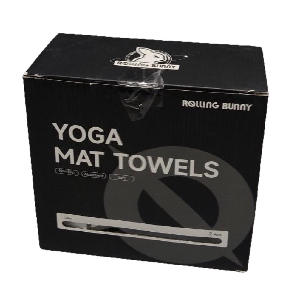 Rolling Bunny Yoga Mat Towels 2 Pack Gray Microfiber Non Slip Hot Yoga 72×25 New