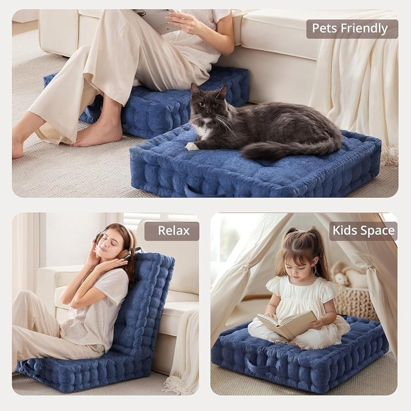Large Floor Cushion Tufted Meditation Pillow Yoga Support Portable Handle New