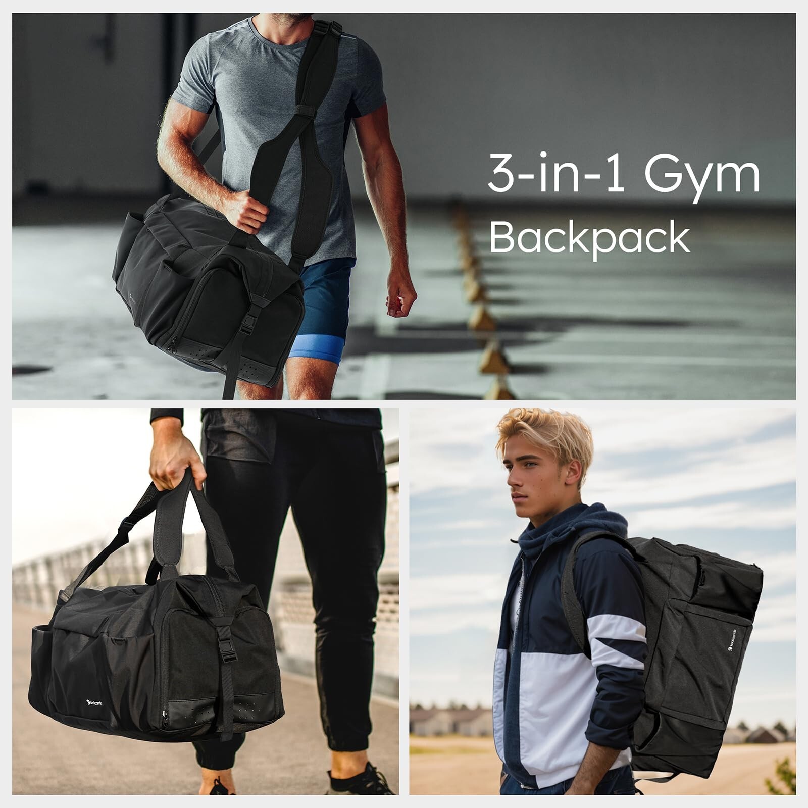 Gym Bag for Men with Shoes Compartment and Wet Pocket Convertible D… Fast Ship