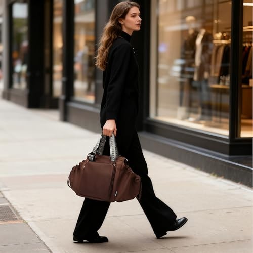 Everyday Bag Tote for Women, Spacious Diaper Bag with 16 Chocolate Brown