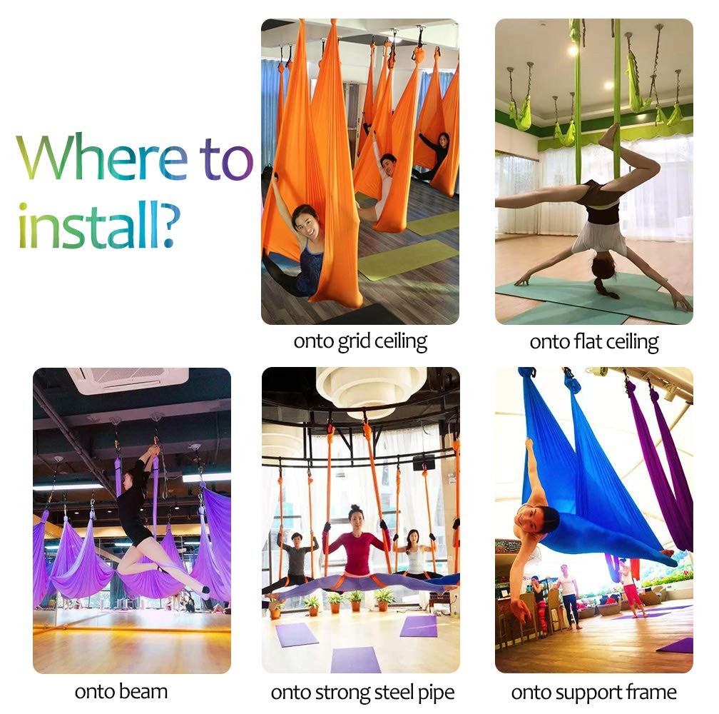 Aerial Yoga Hammock L:5M W:2.8M Aerial Pilates Silk Yoga Swing Set with 2000 …