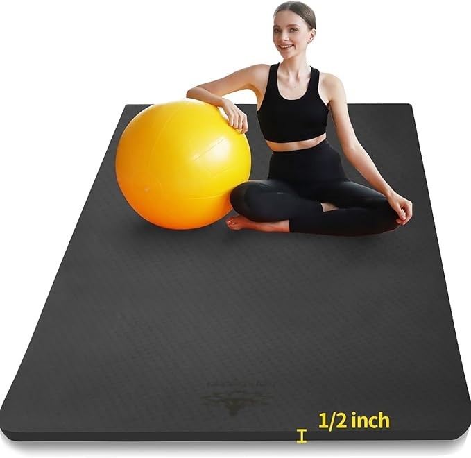 Yoga Mat 6×4 Feet 1/2 Inch Thick Extra Large Non-Slip TPE for Pilates Home Gym