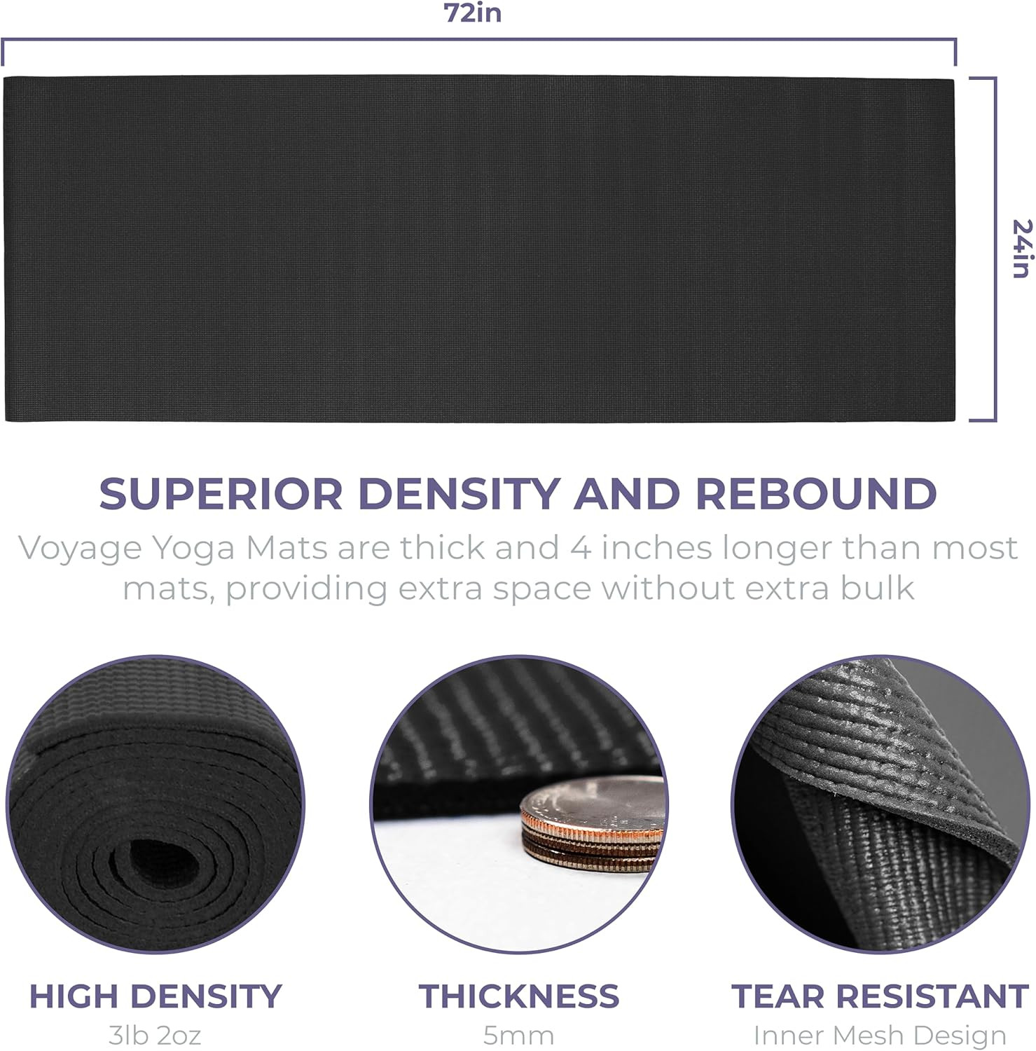6 Pack Yoga Mats 72×24 Inch 5mm Non Slip Exercise Fitness Mats Bulk Set