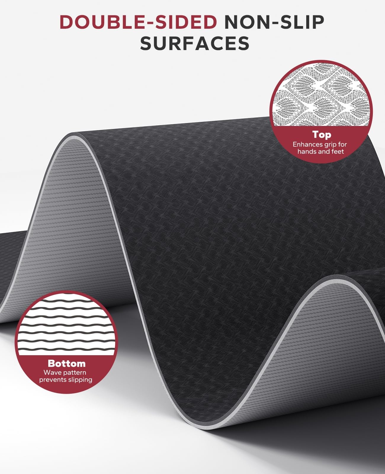 Large Yoga Mat – 72&Prime;x36&Prime;x6mm (1/4 inch), Extra Wide Non-Slip Exercise Mat for…