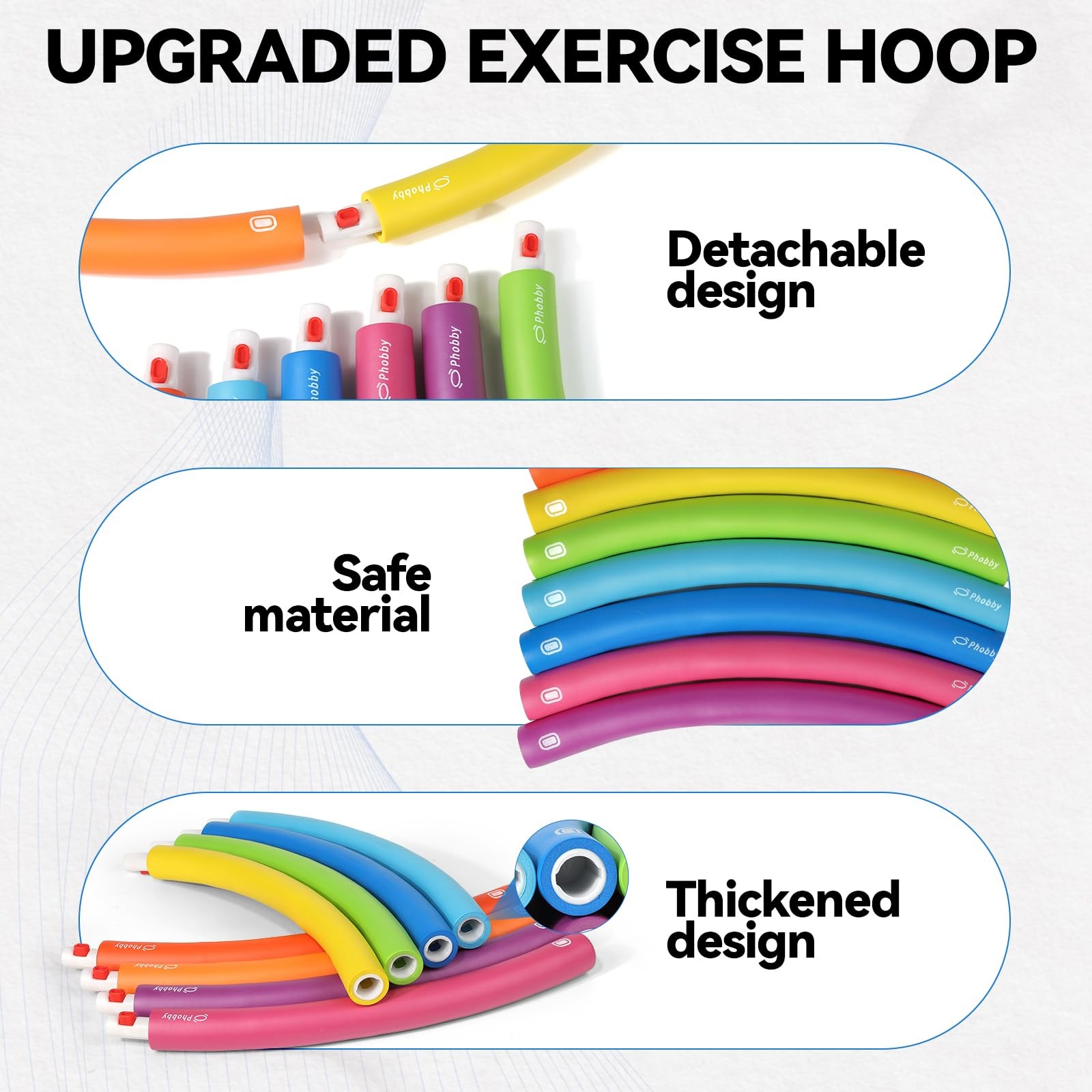 Weighted Exercise Hoop for Adults, 2.2lbs Adjustable Fitness Hoop, 8 Detachab…
