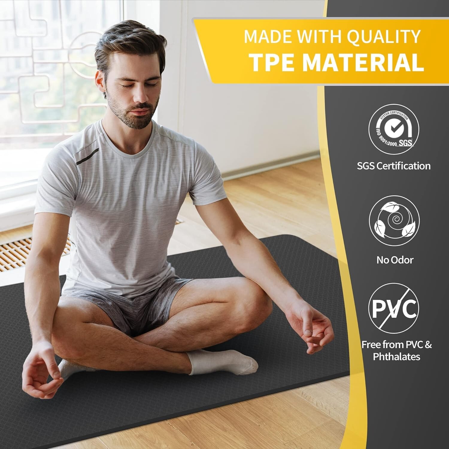 Extra Wide TPE Yoga Mat 72&Prime;x32&Prime;x1/4&Prime; – Non-Slip Comfort for Yoga & Pilates