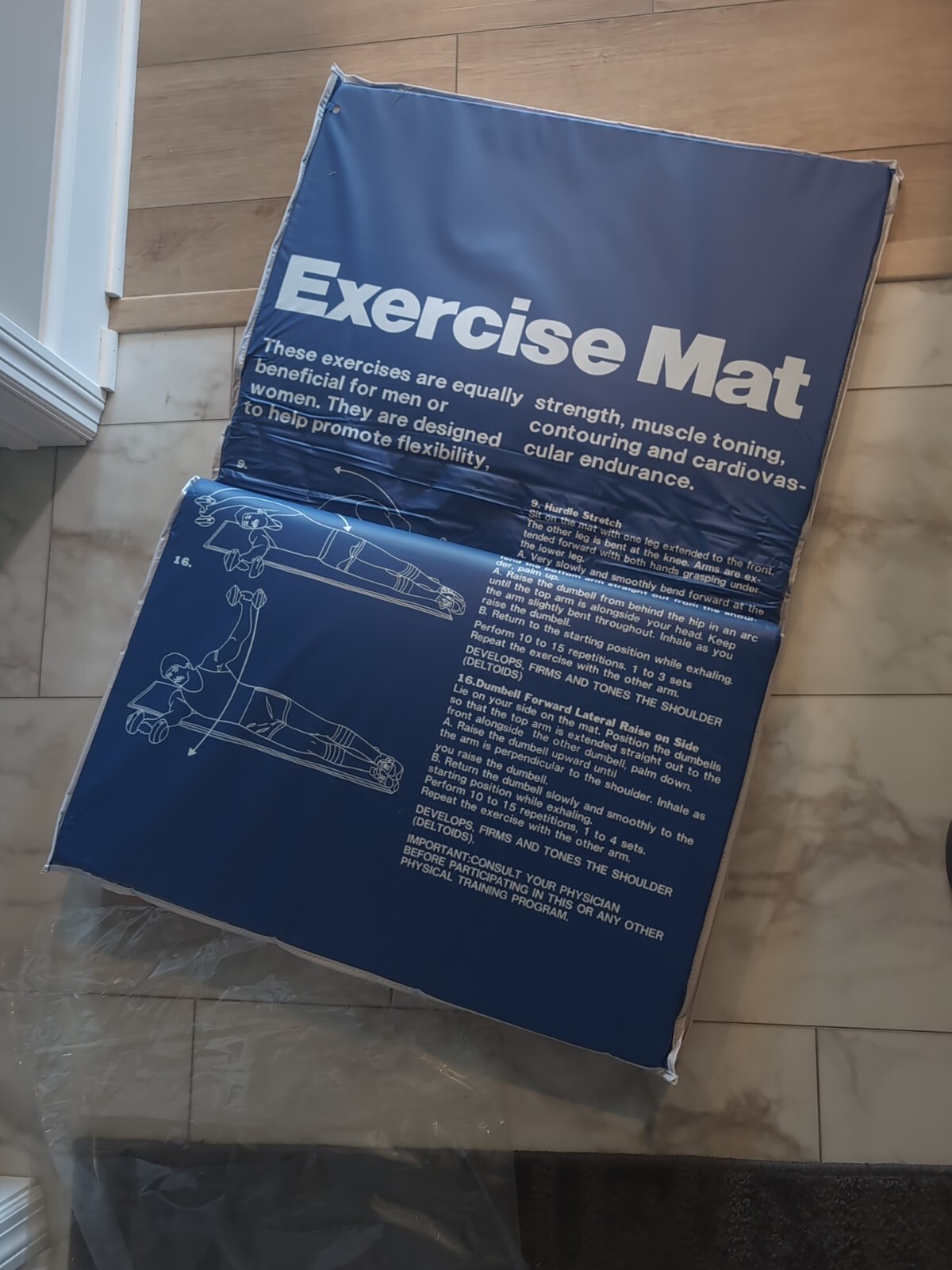 (5) Pack Lot PVC Folding Exercise Smart Mat Yoga Workout 74&Prime; X 24&Prime; Blue Red