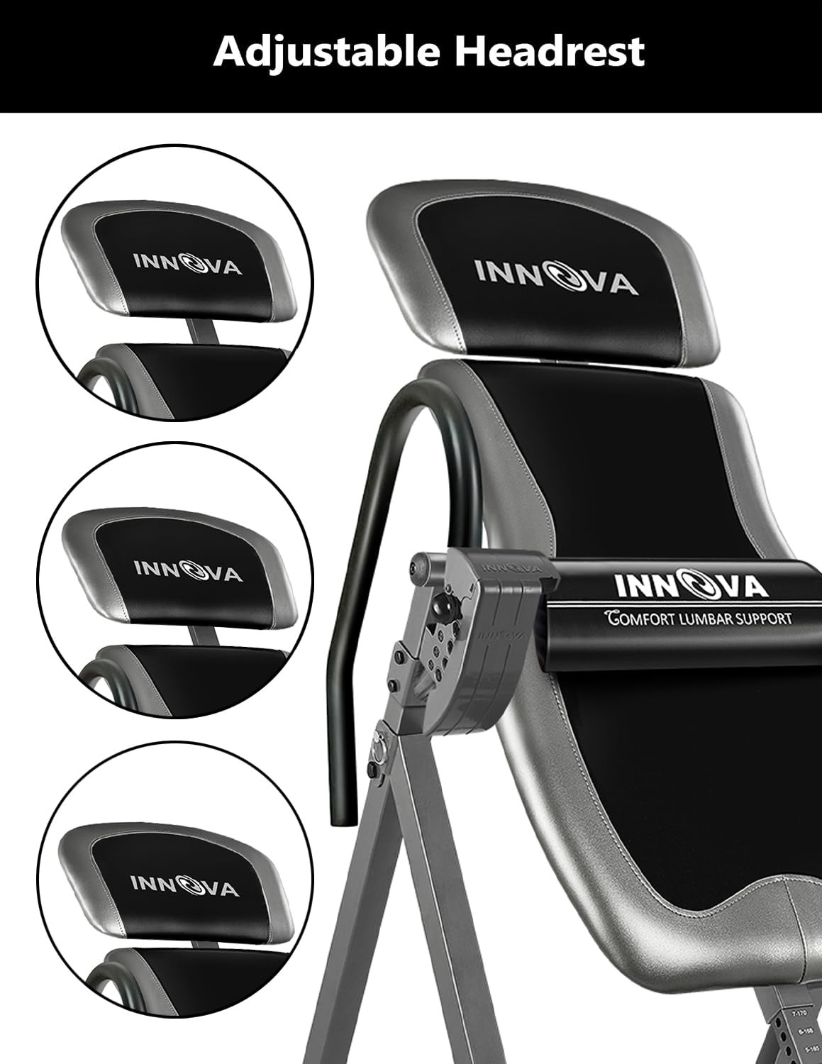 Inversion Table with Adjustable Headrest, Reversible Ankle Holders, and 300 l…