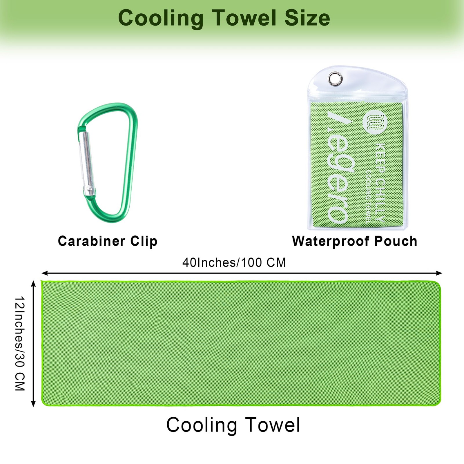Aegero 4 Pack Cooling Towel (40&Prime;x12&Prime;), 40&Prime; x 12&Prime;, Light Blue/Green/Pink/Grey