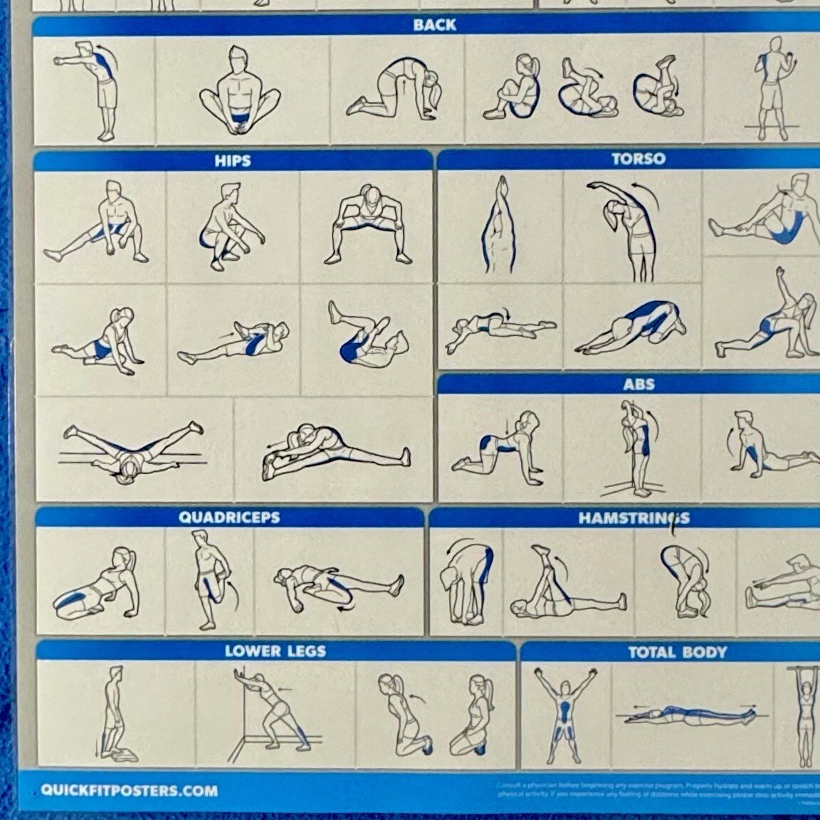 QuickFit Yoga Posters 4 Posters Stretching Warm-up Exercise Palace Learning