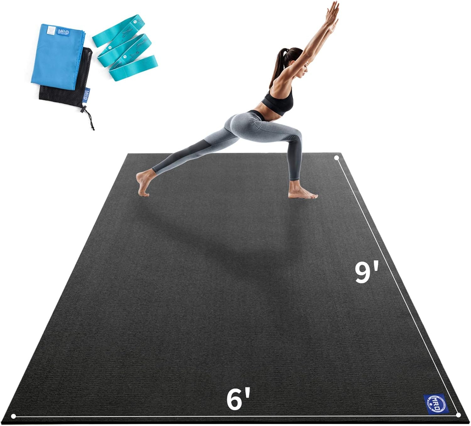 Extra Large Yoga Mat, 12&rsquo;X6&rsquo;/9&rsquo;X6&rsquo;/7&rsquo;X5&rsquo;/6&rsquo;X4&prime; (9MM) Extra Wide and Thick Exerci