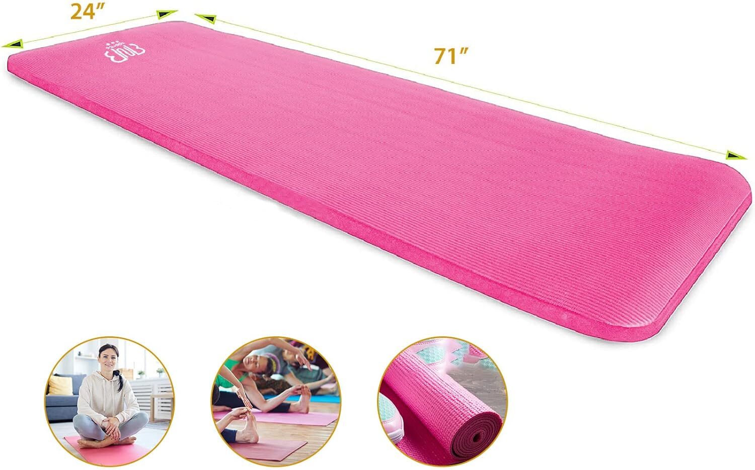 rutschfeste Gymnastikmatte, Rosa Yogamatte Stretching – Premium NBR Sportmatte