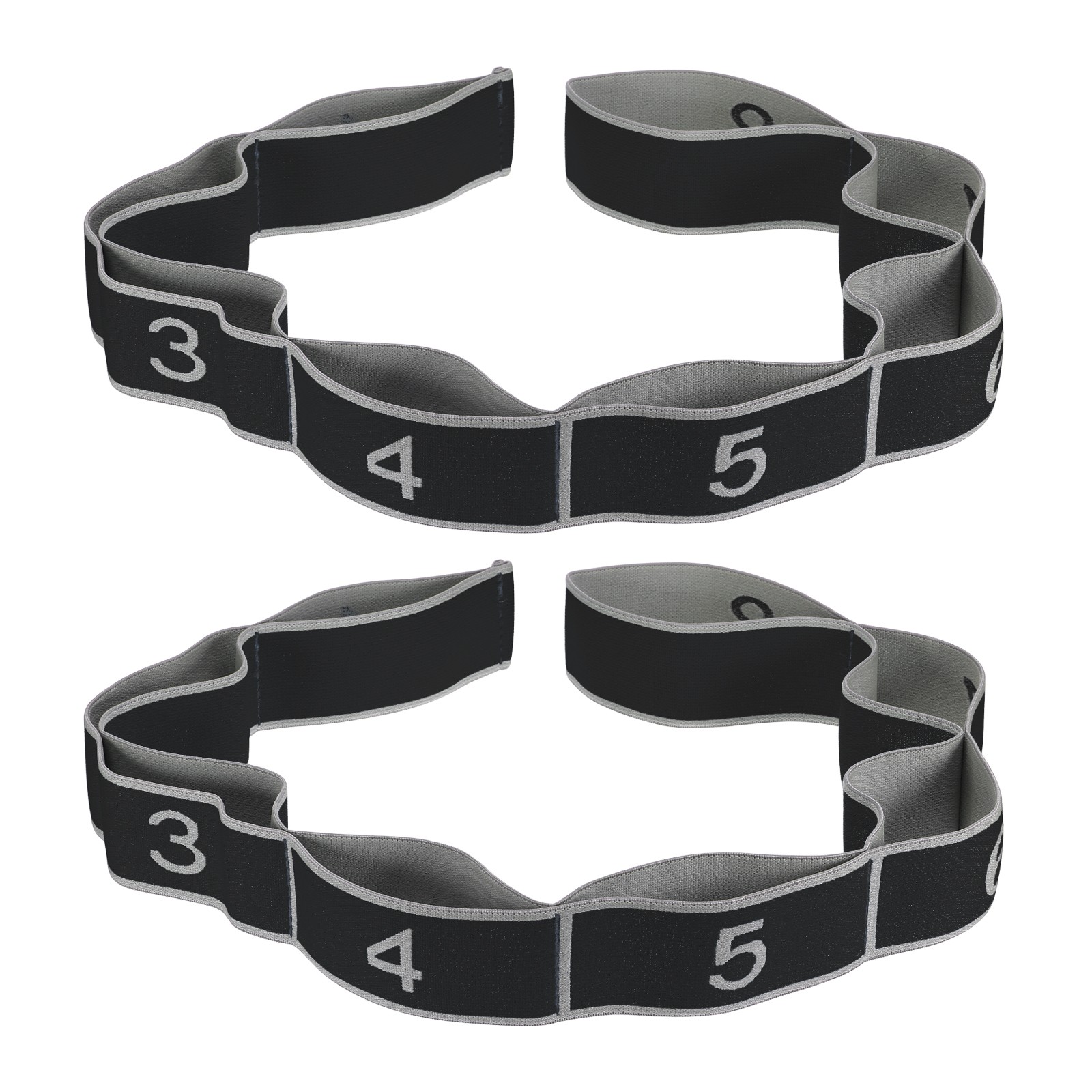 35.4 Inch 2 Pcs Exercise Bands Yoga Stretching Strap Latin Elastic Black/Gray