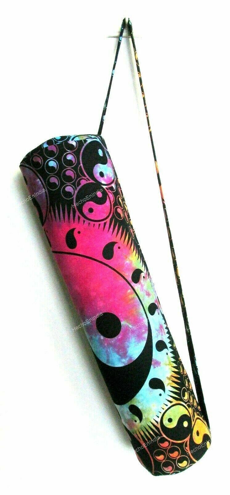 Indian Tie Dye Multi Mandala Yoga Mat Carrier Gym Bag With Shoulder Strap Throw