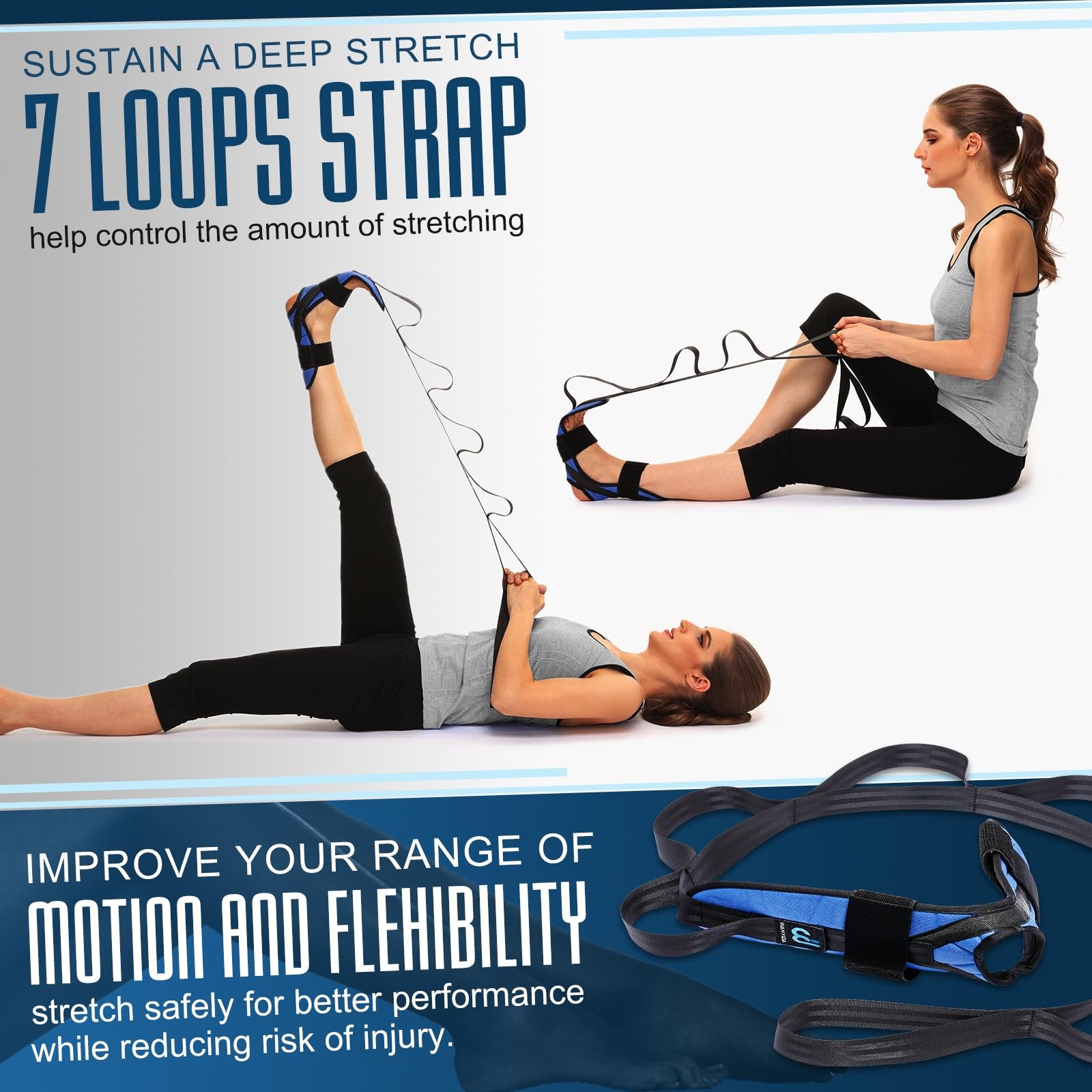 Foot and Calf Stretcher for Plantar Fasciitis, 1 Count (Pack of 1), Blue