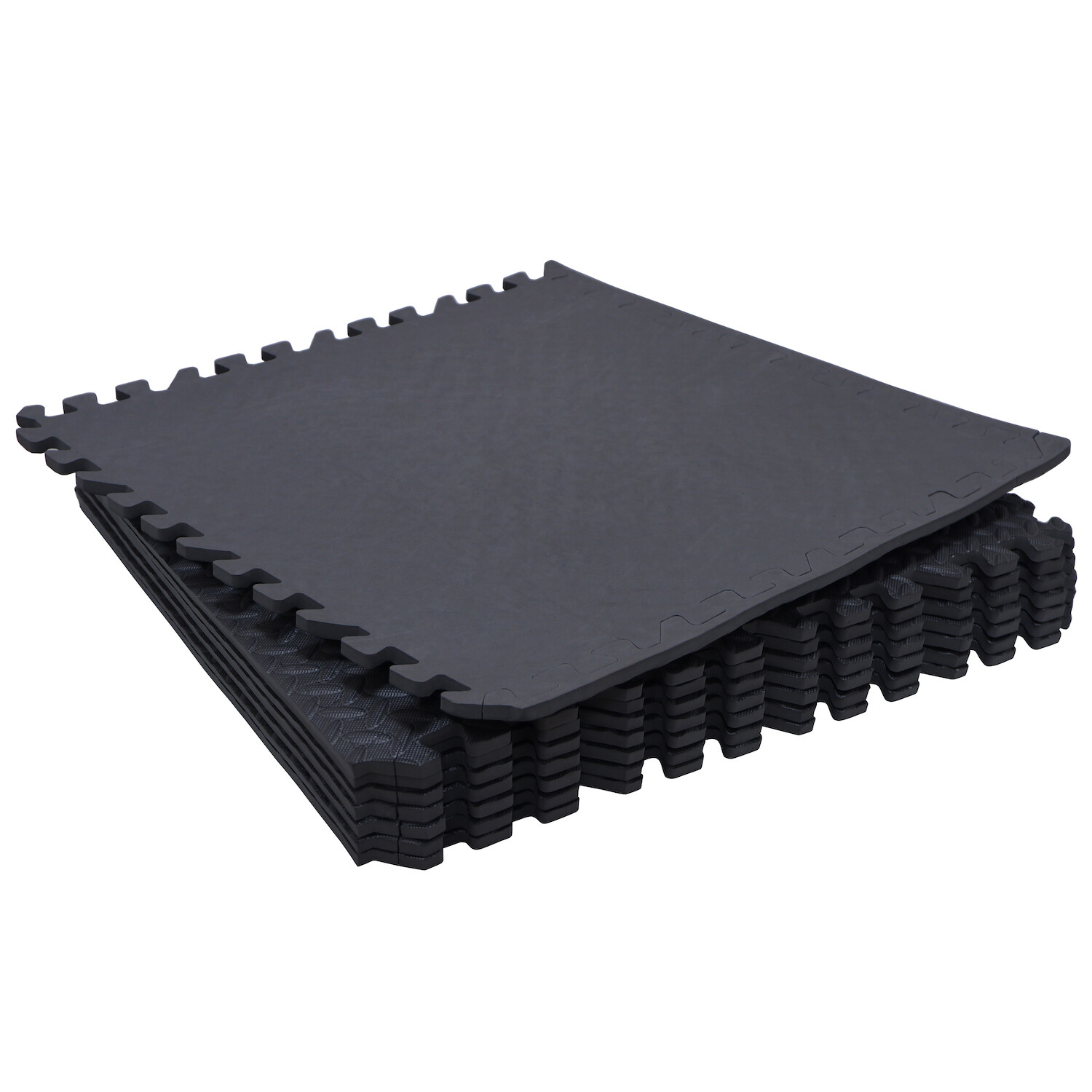 8PCs EVA Foam Exercise Tiles Floor Mat Gym Floor Fitness Yoga Workout 24×24 Blac