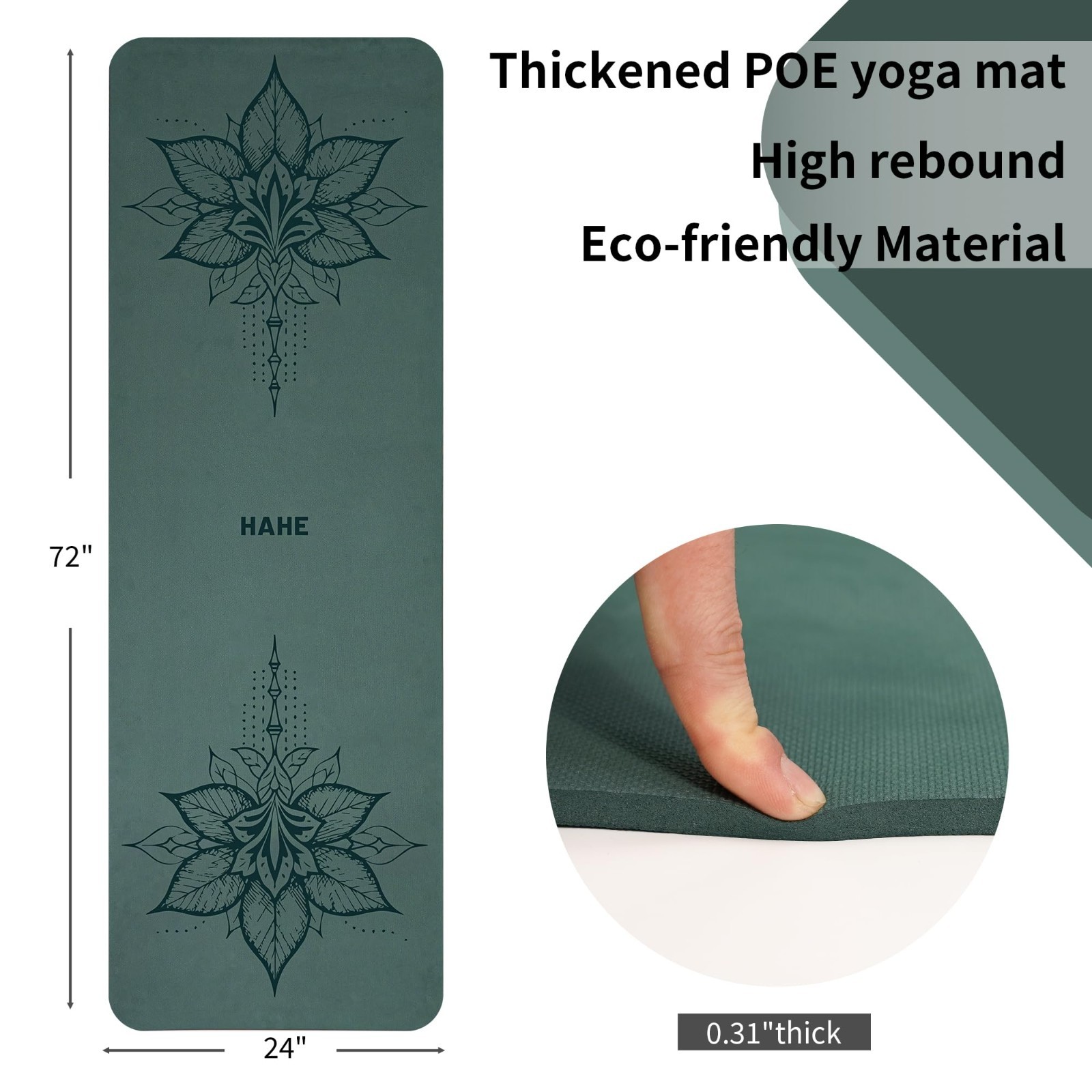 Thick Eco-Friendly Non-Slip Yoga Mat 8MM, High Rebound, Anti-Tear, 72&Prime;x24&Prime; with