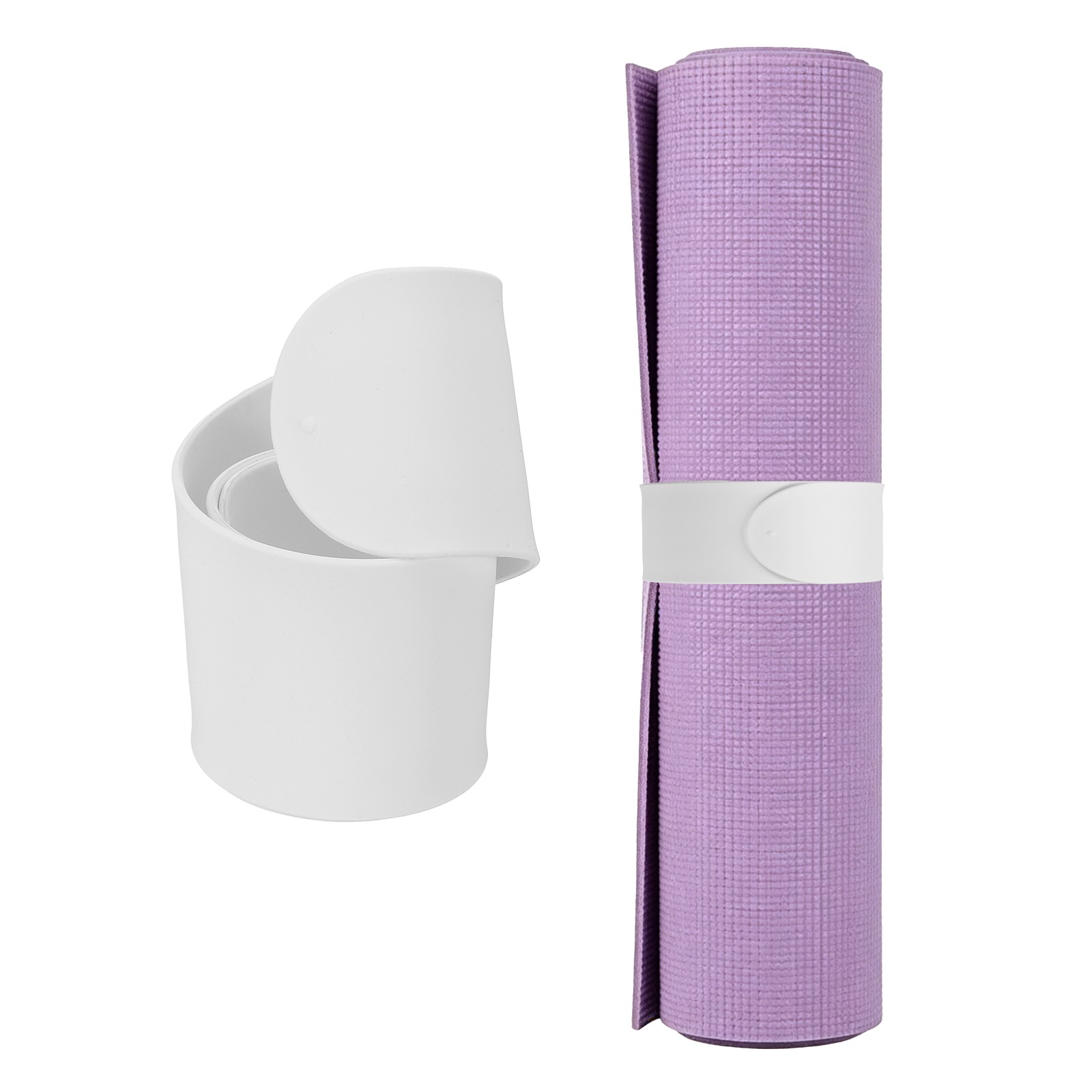 Yoga Mat Strap Slap Band One Snap Yoga Mat Slap Band, White