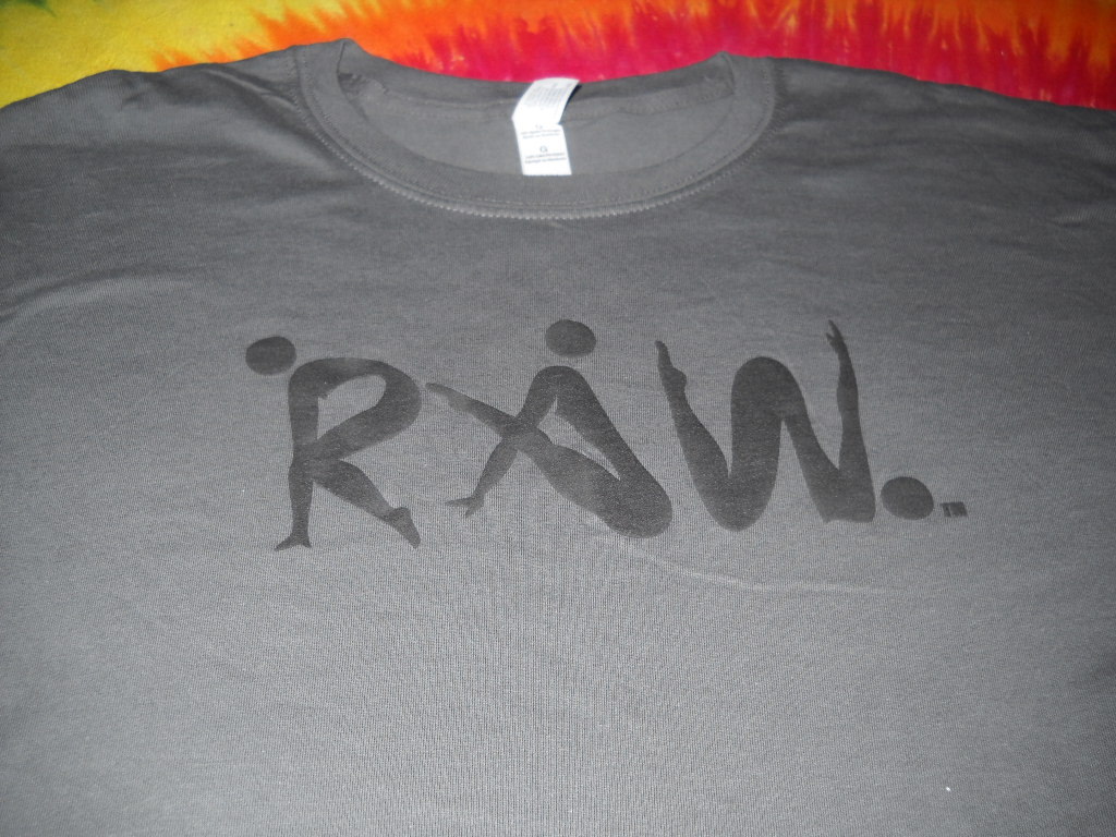 RAW VEGAN YOGA UNISEX WORKOUT FITNESS GYM BLACK WHITE T-SHIRT COTTON-LARGE-NEW