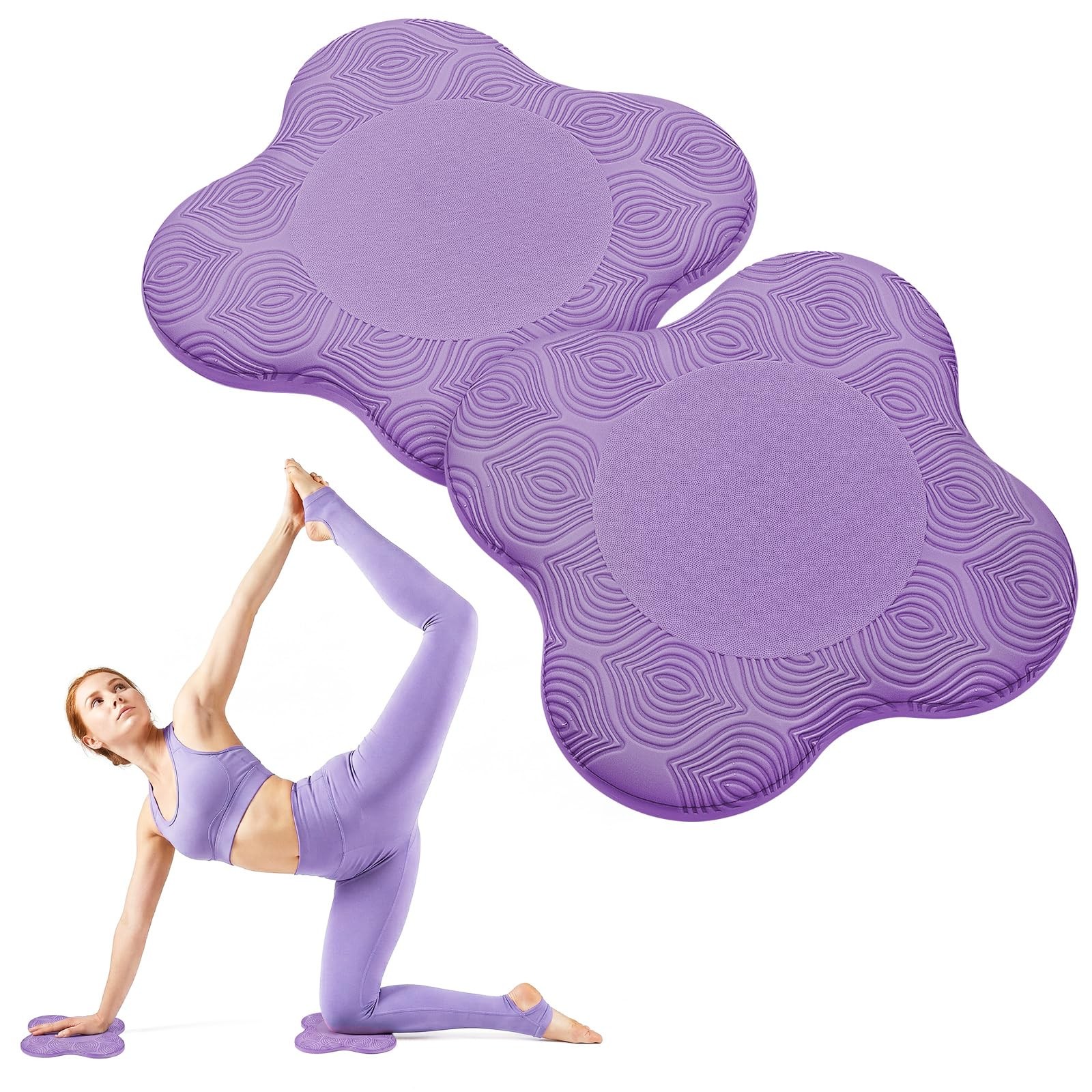 2 Pack Purple Yoga Knee Pads Extra Soft Non Slip Exercise Cushion Set
