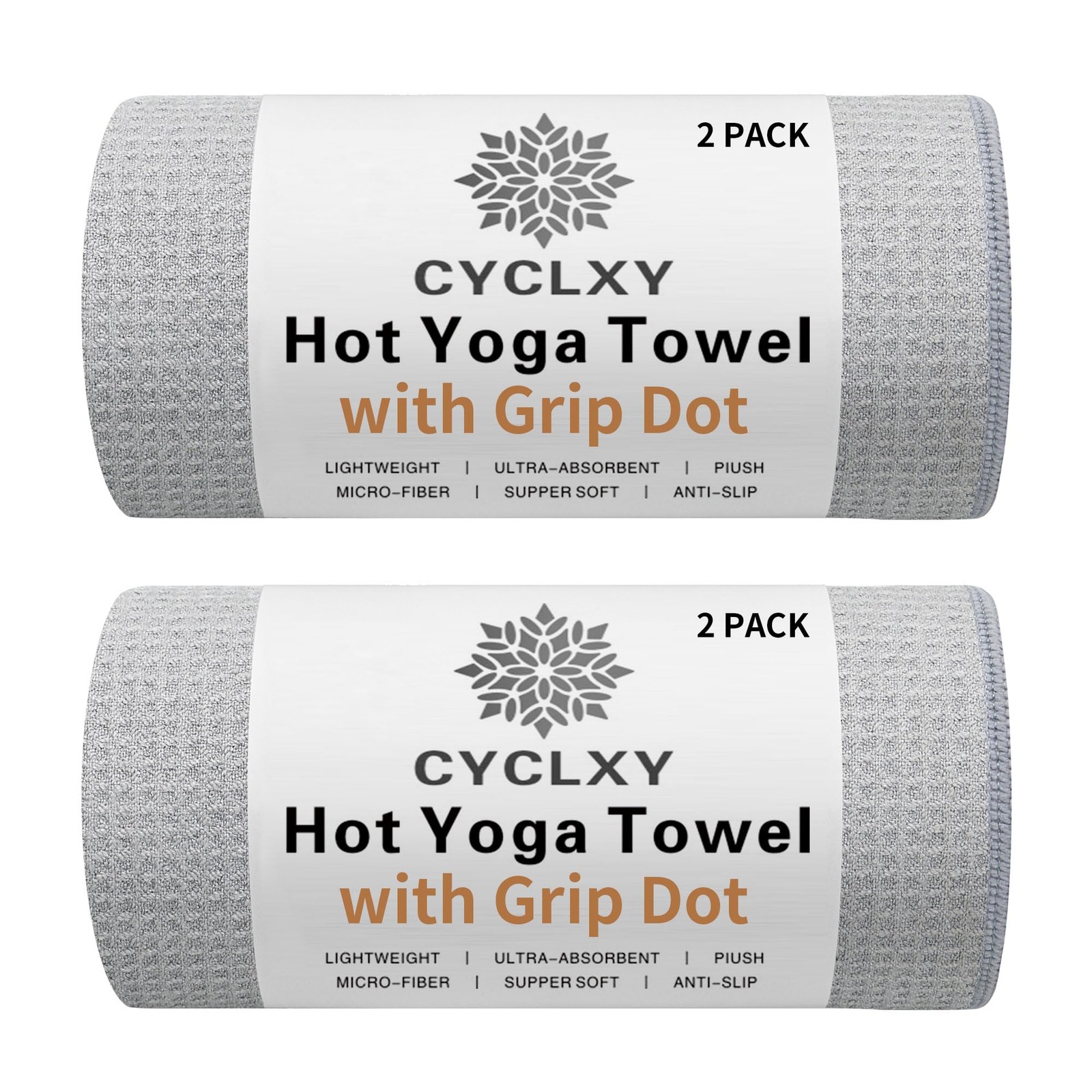 Cyclxy 2 Pack Hot Yoga Towel Grip Dotstickyfiber Yoga Mat Towels Non Slip For