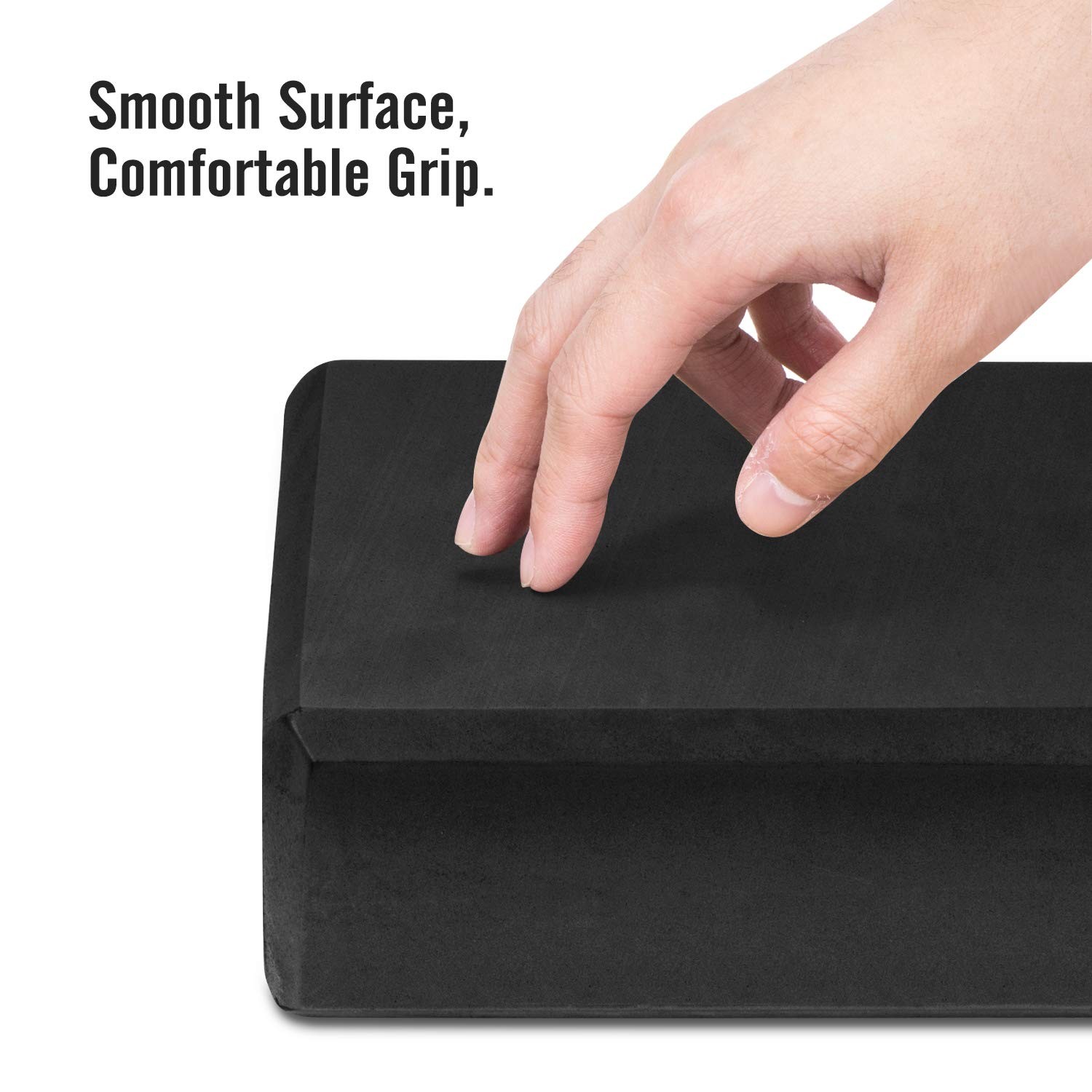 MoKo Thin Yoga Blocks 2 pack, 9&Prime; x 6&Prime; x 3&Prime; High Density EVA Foam Black